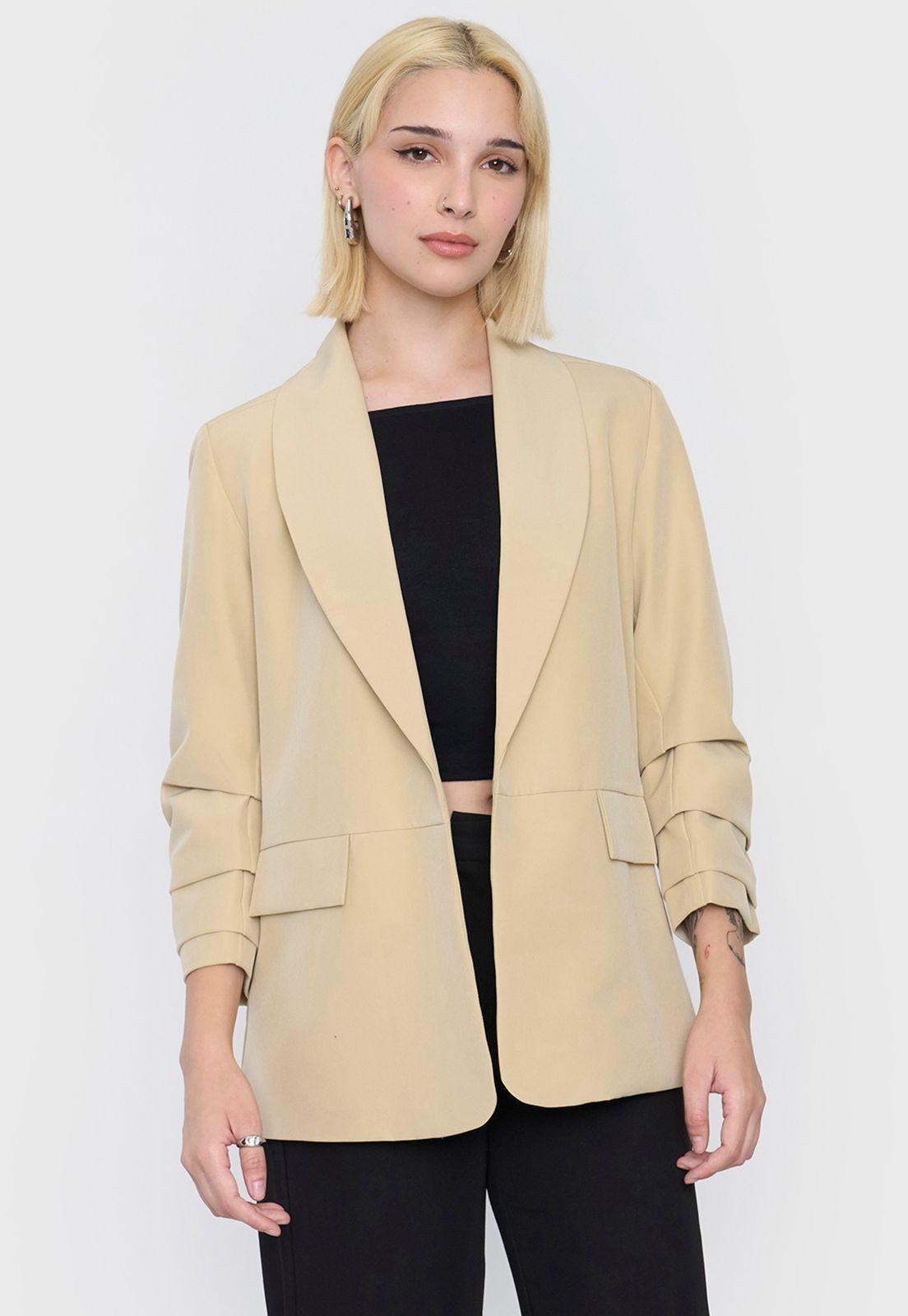 Blazer Mujer Liso Beige Corona-1