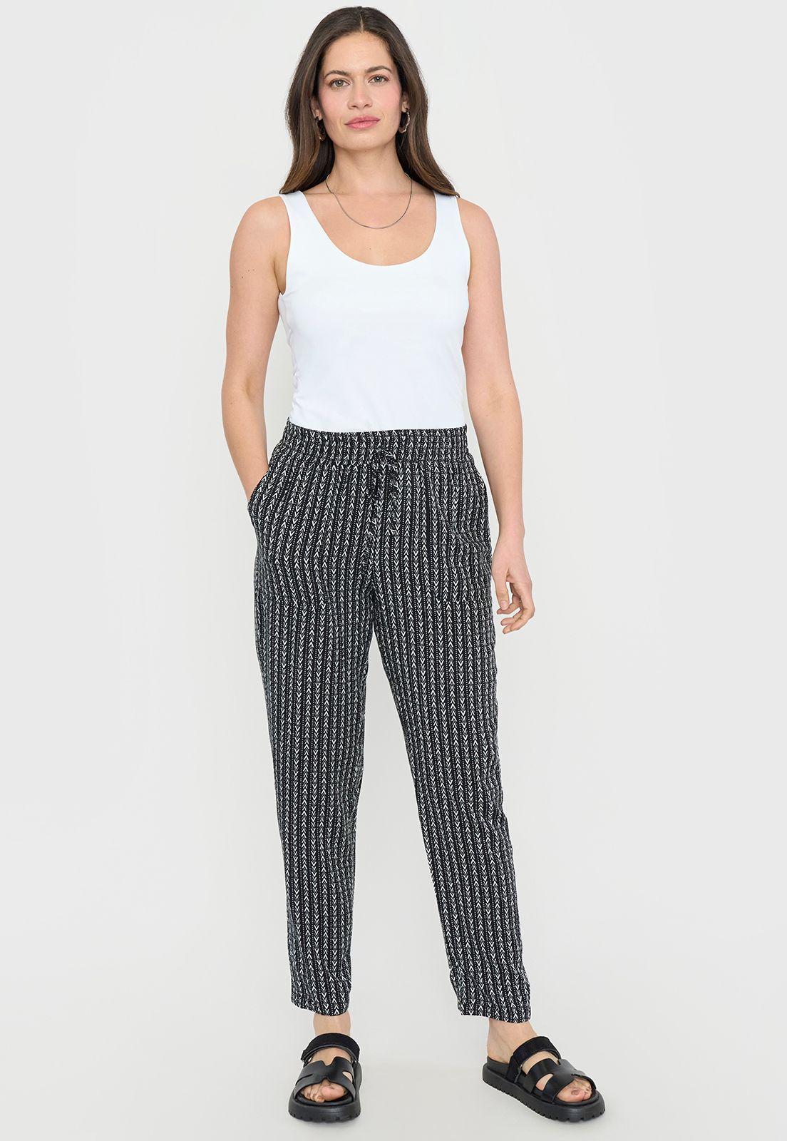 Pantalón Mujer Bombacho Viscosa Negro Print Corona-0