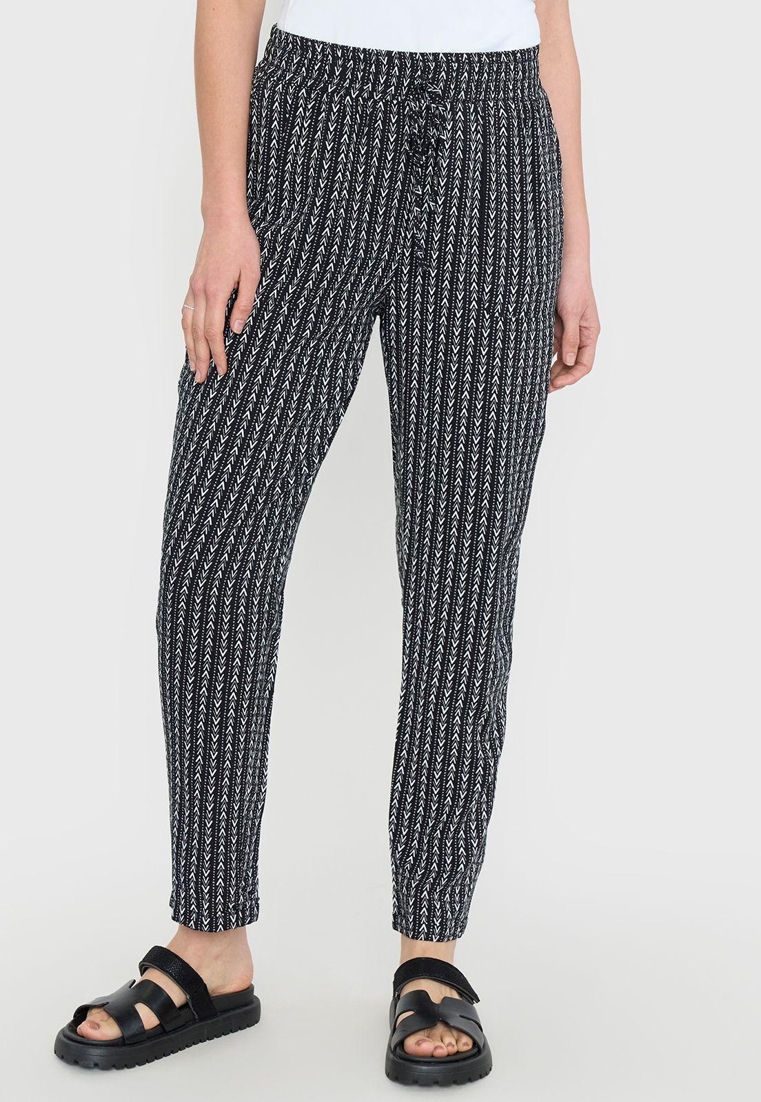 Pantalón Mujer Bombacho Viscosa Negro Print Corona-1