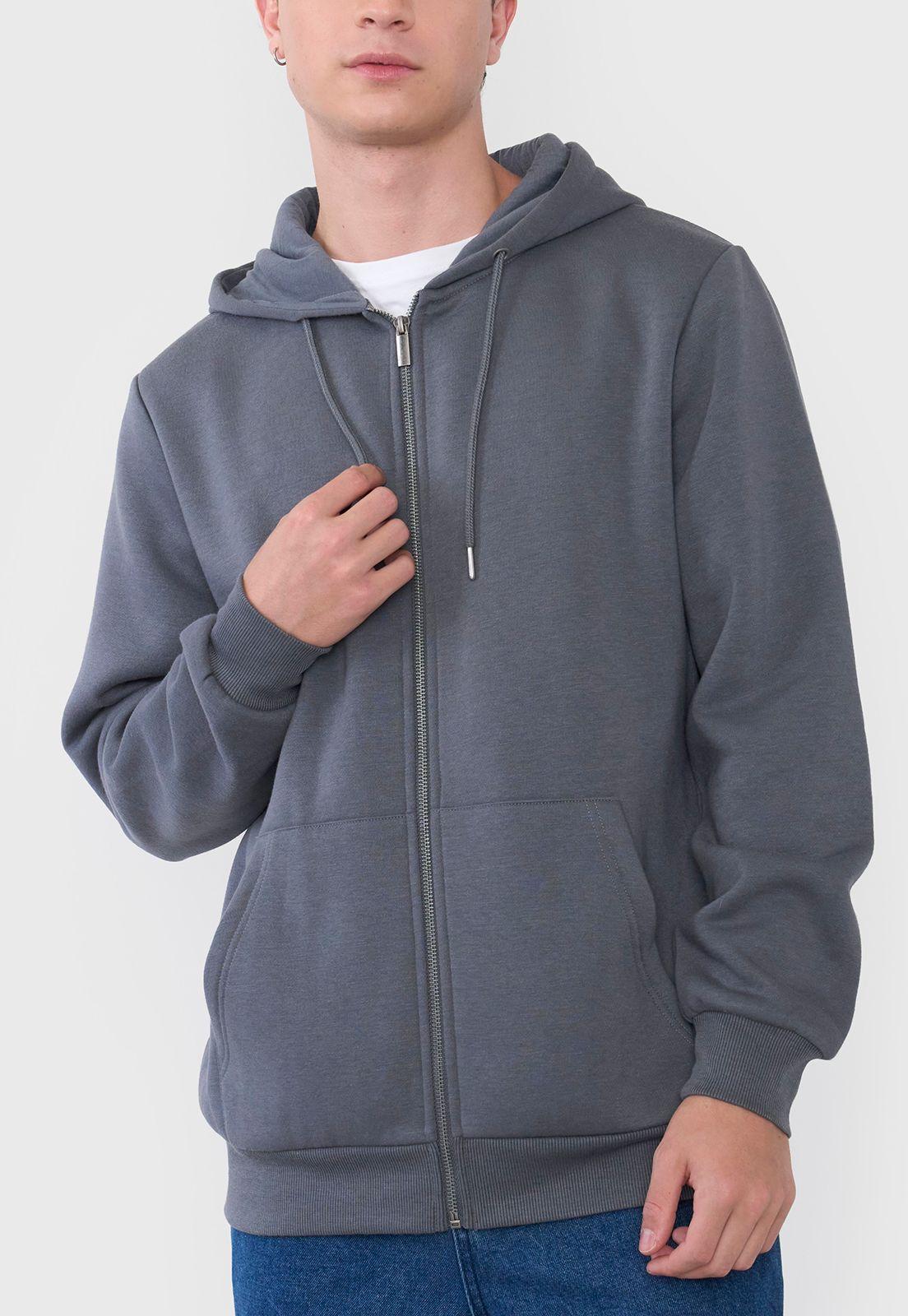 Polerón Hombre Full Zipper Gris Oscuro Corona-2