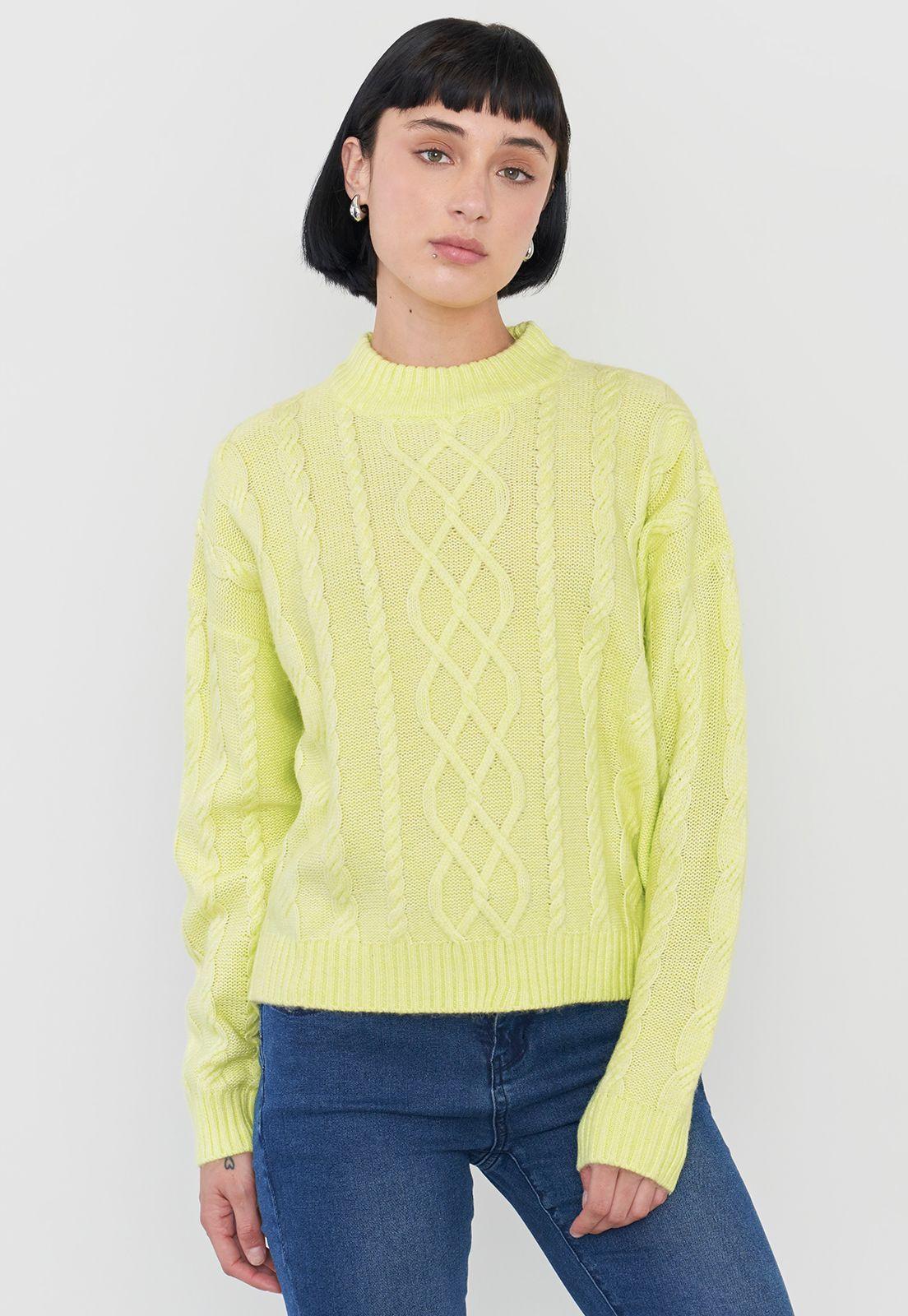 Sweater Mujer Cuello Moc Trenza Verde Corona-0