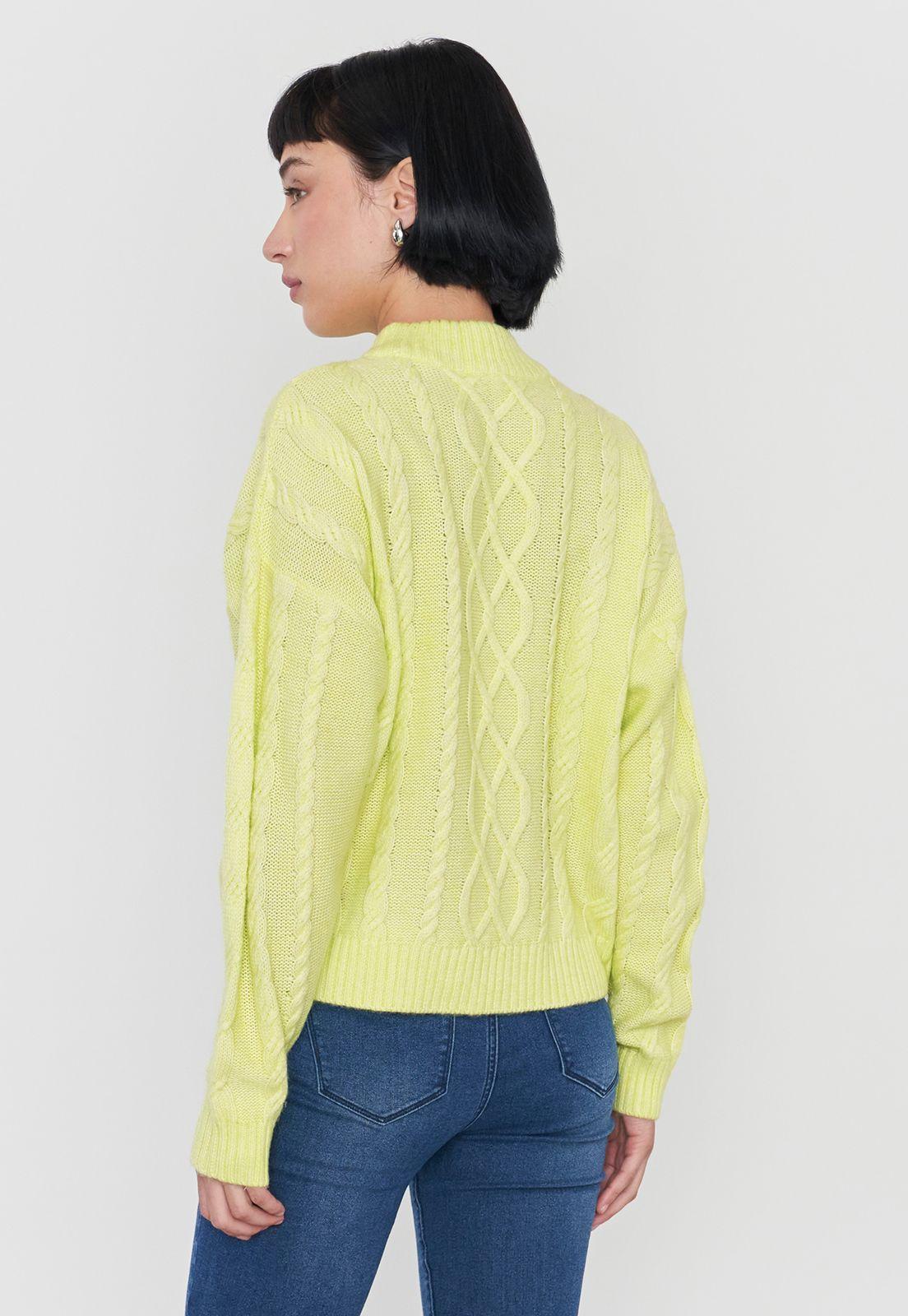 Sweater Mujer Cuello Moc Trenza Verde Corona-1