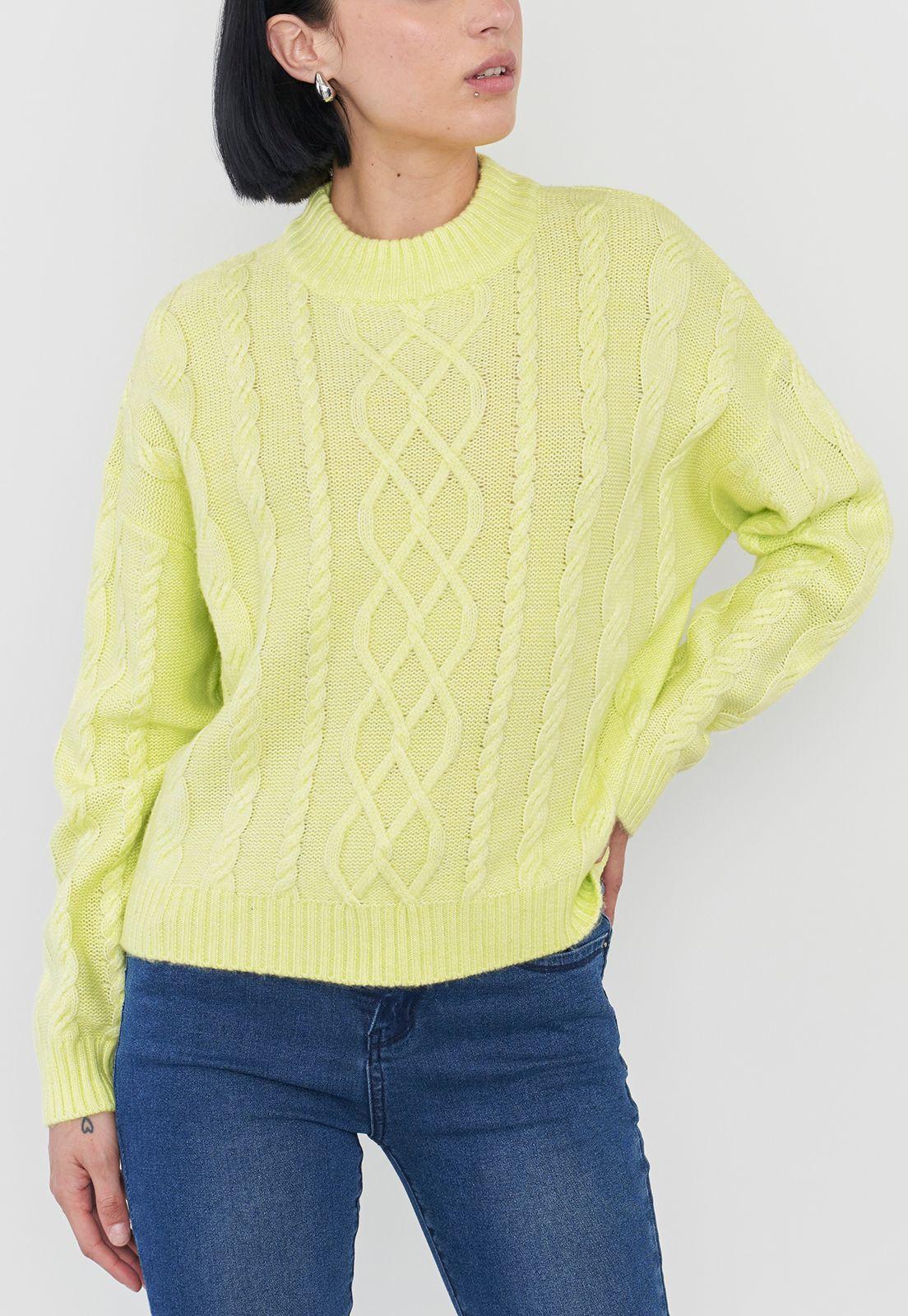 Sweater Mujer Cuello Moc Trenza Verde Corona-2