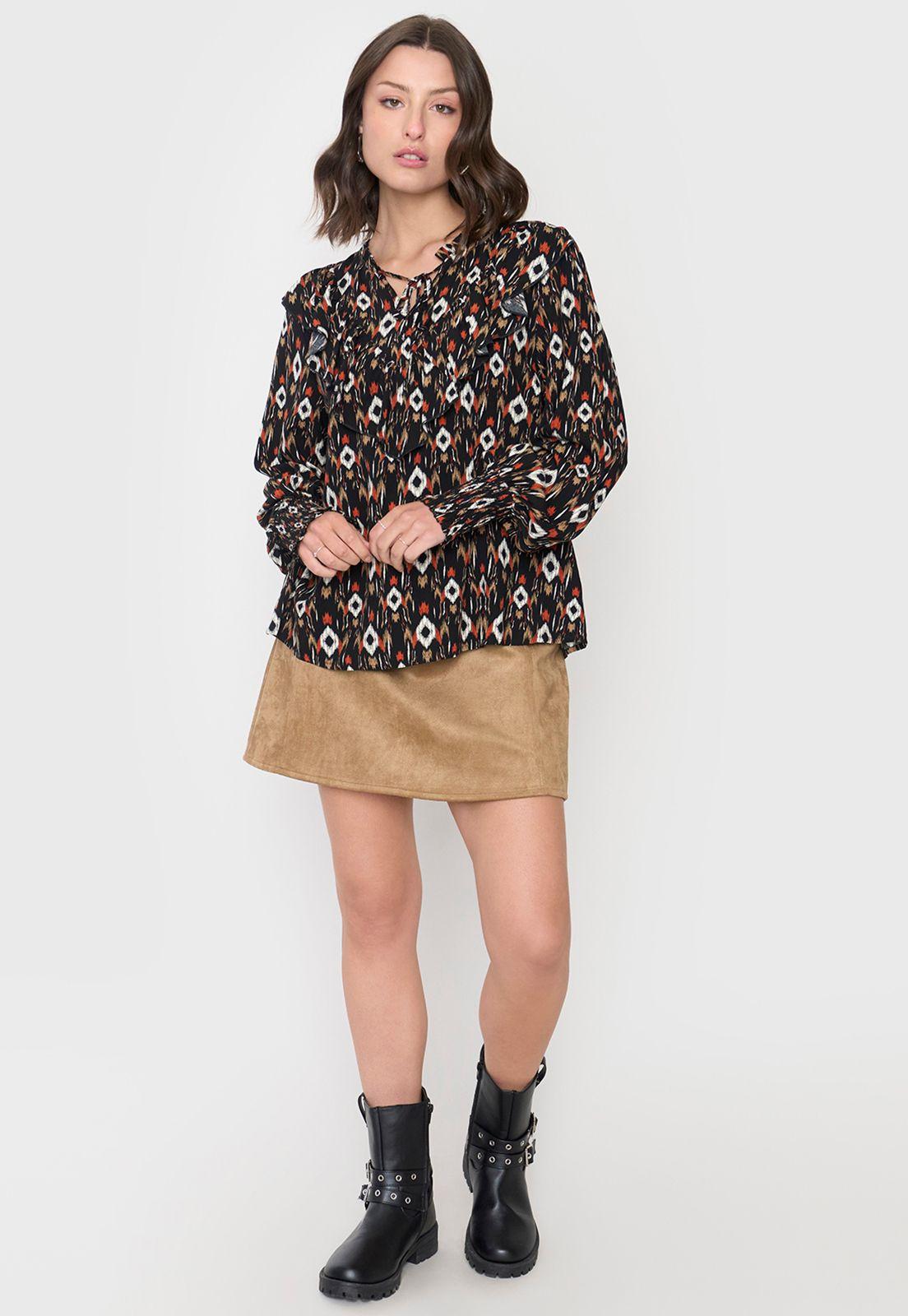 Blusa Mujer Vuelos Marrón Corona-3