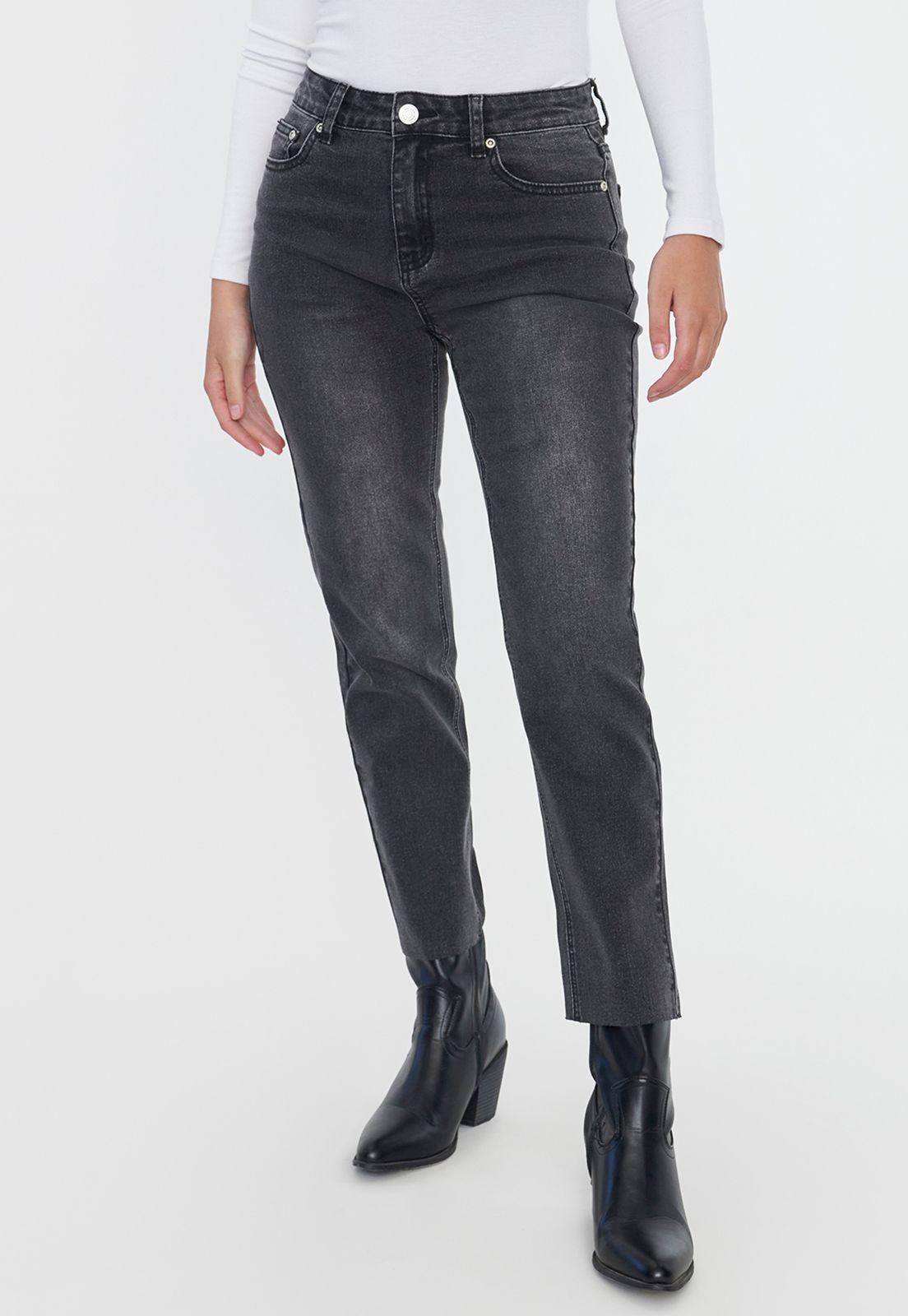 Jeans Mujer Straight Fit Elasticado Negro Corona-1