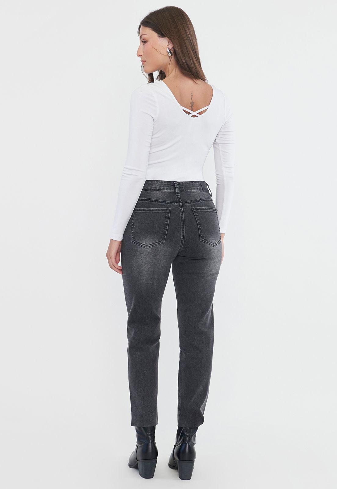 Jeans Mujer Straight Fit Elasticado Negro Corona-2