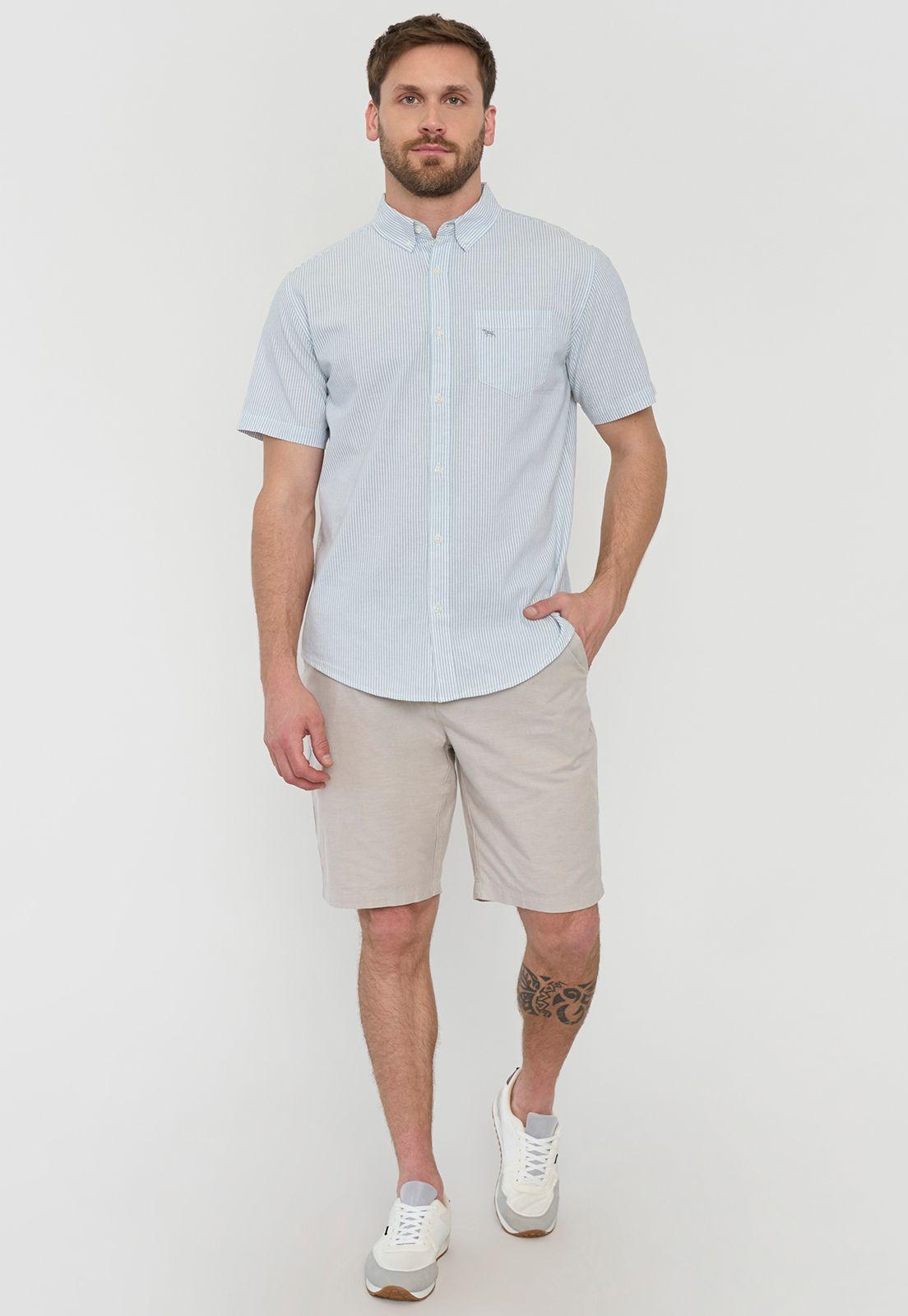 Camisa Hombre Líneas Manga Corta Celeste Corona-3