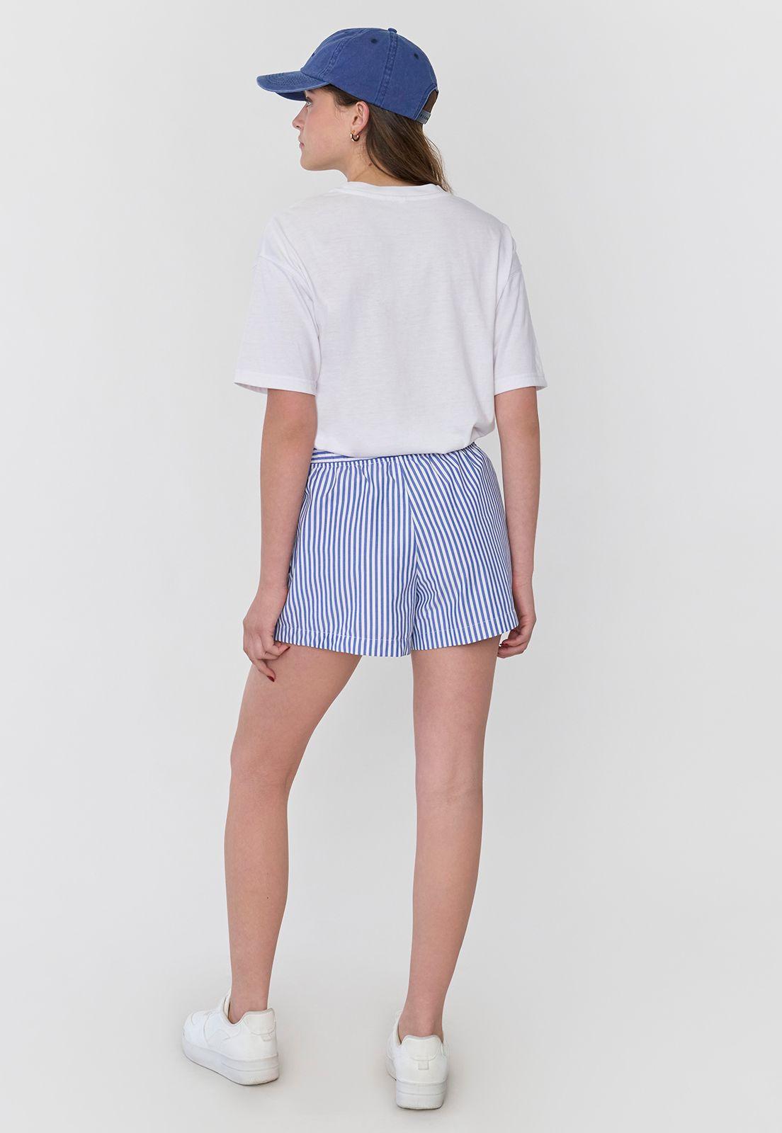 Short Mujer Cintura Elasticada Pijamero Líneas Azul Corona-2