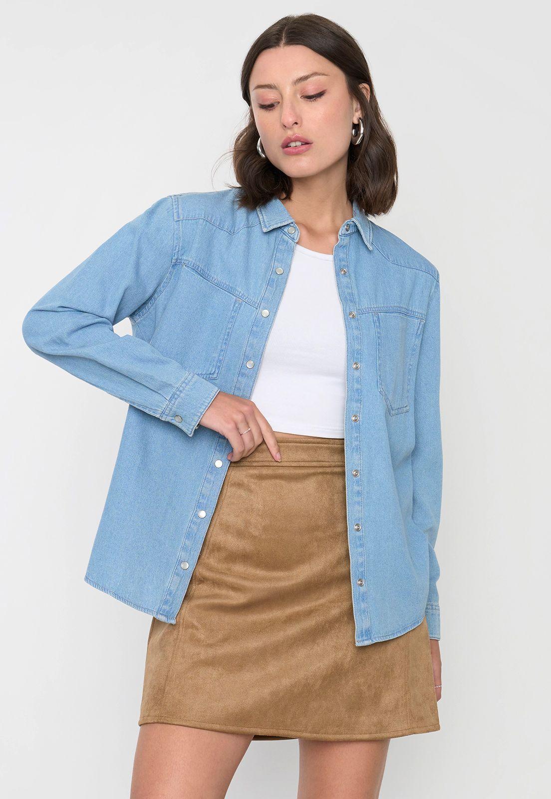 Blusa Mujer Azul Medio Denim Corona-0