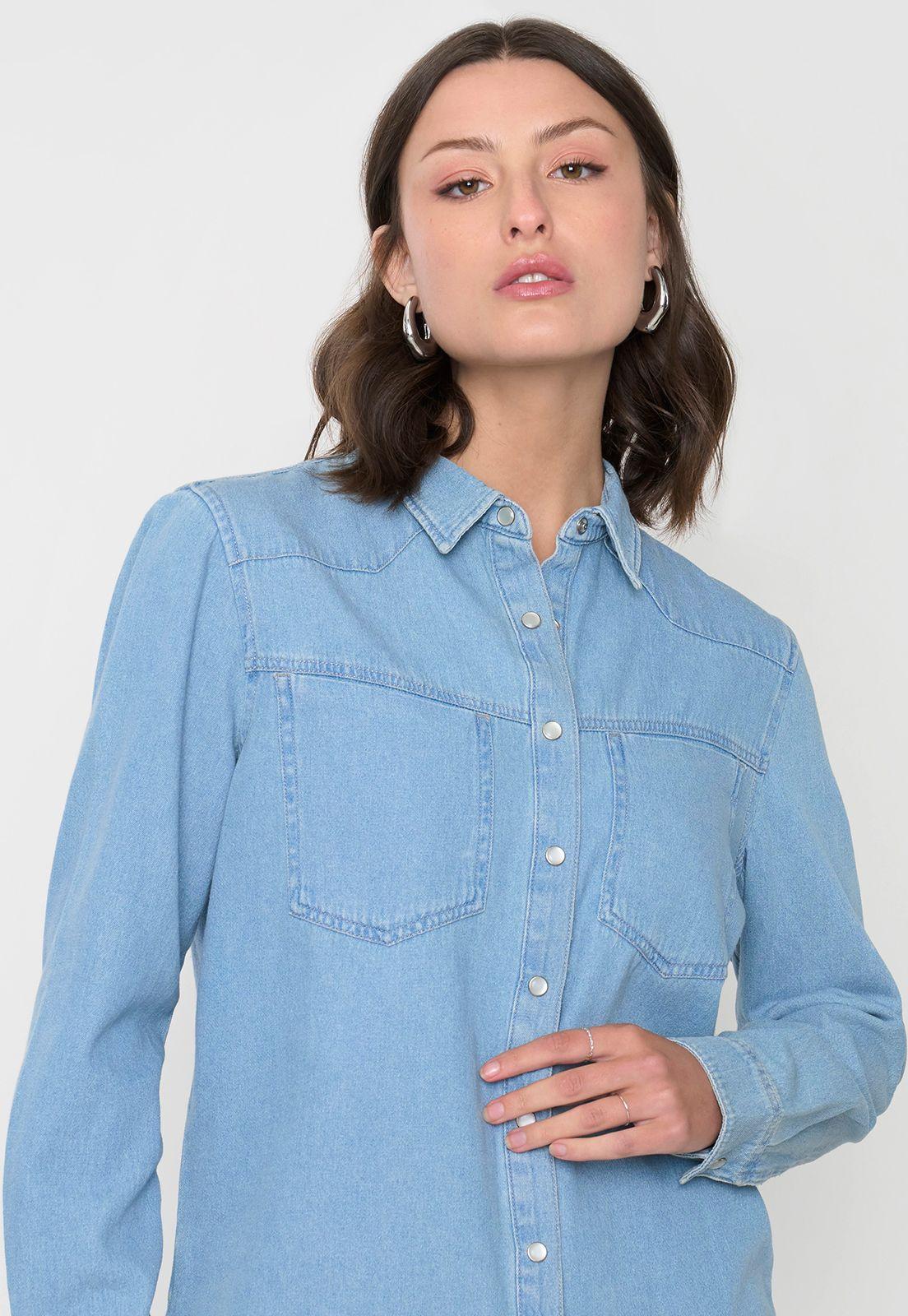 Blusa Mujer Azul Medio Denim Corona-2