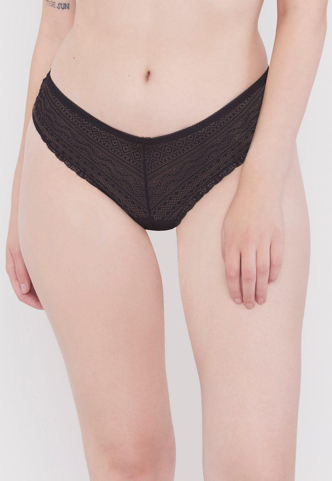 Pantaleta Full Lace Negro Mujer Corona-1