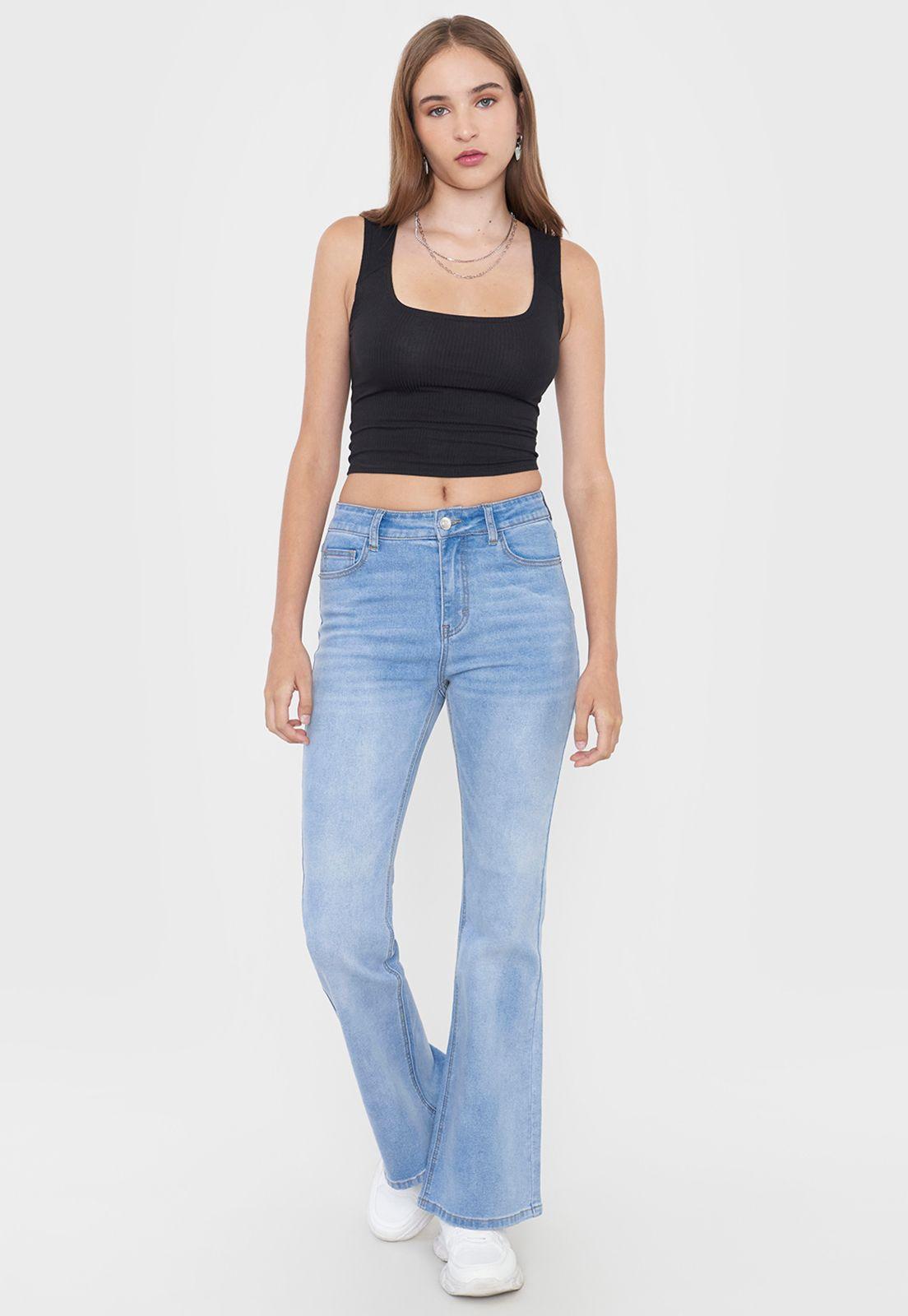 Jeans Mujer Flare Fit Azul Claro Corona-0