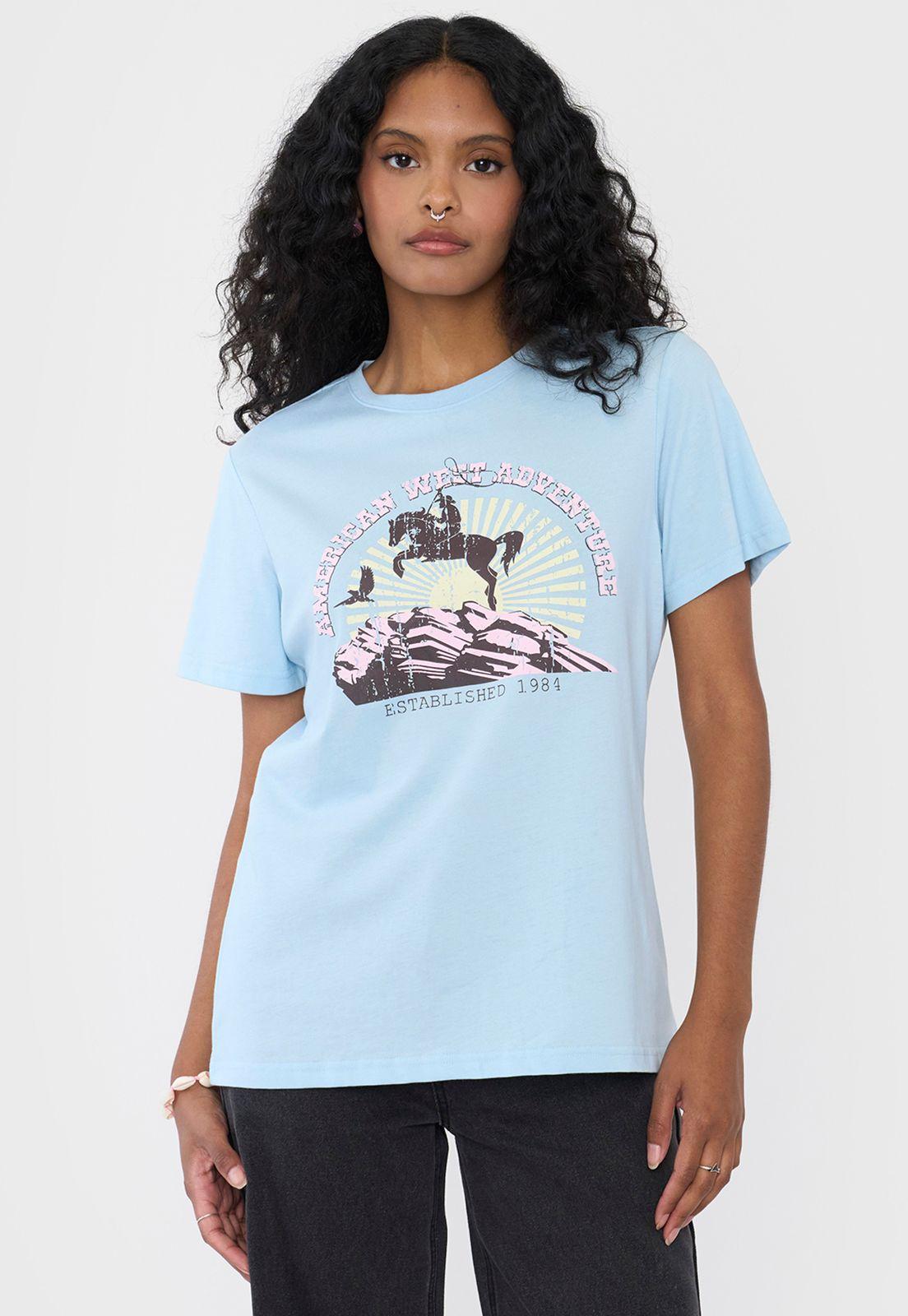 Polera Mujer Fun Regular Western Celeste Corona-0