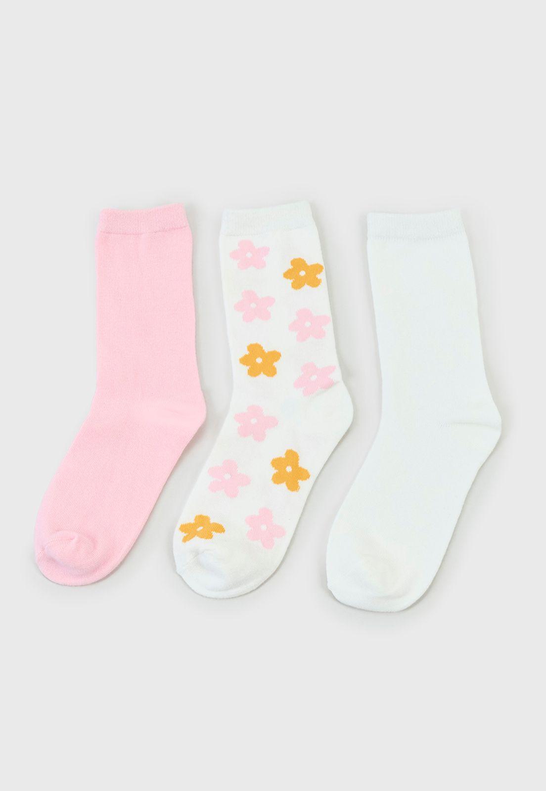 Calcetines Mujer Tripack Largos Blanco/Rosado Corona-2