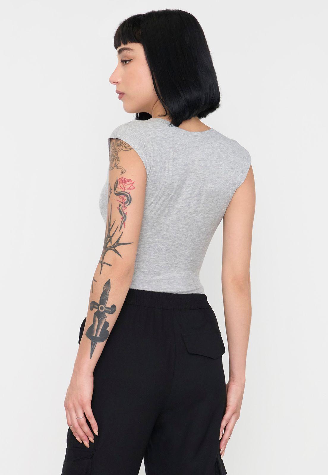 Body Mujer Manga Corta Gris Corona-1