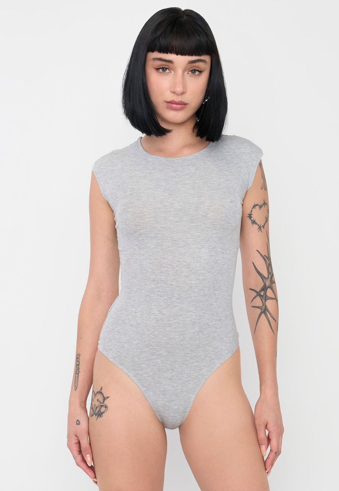 Body Mujer Manga Corta Gris Corona-2