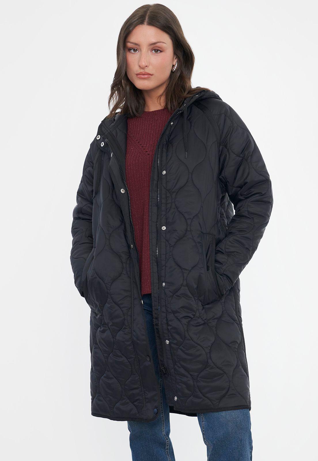 Parka Mujer Larga Quilt Negro Corona-0