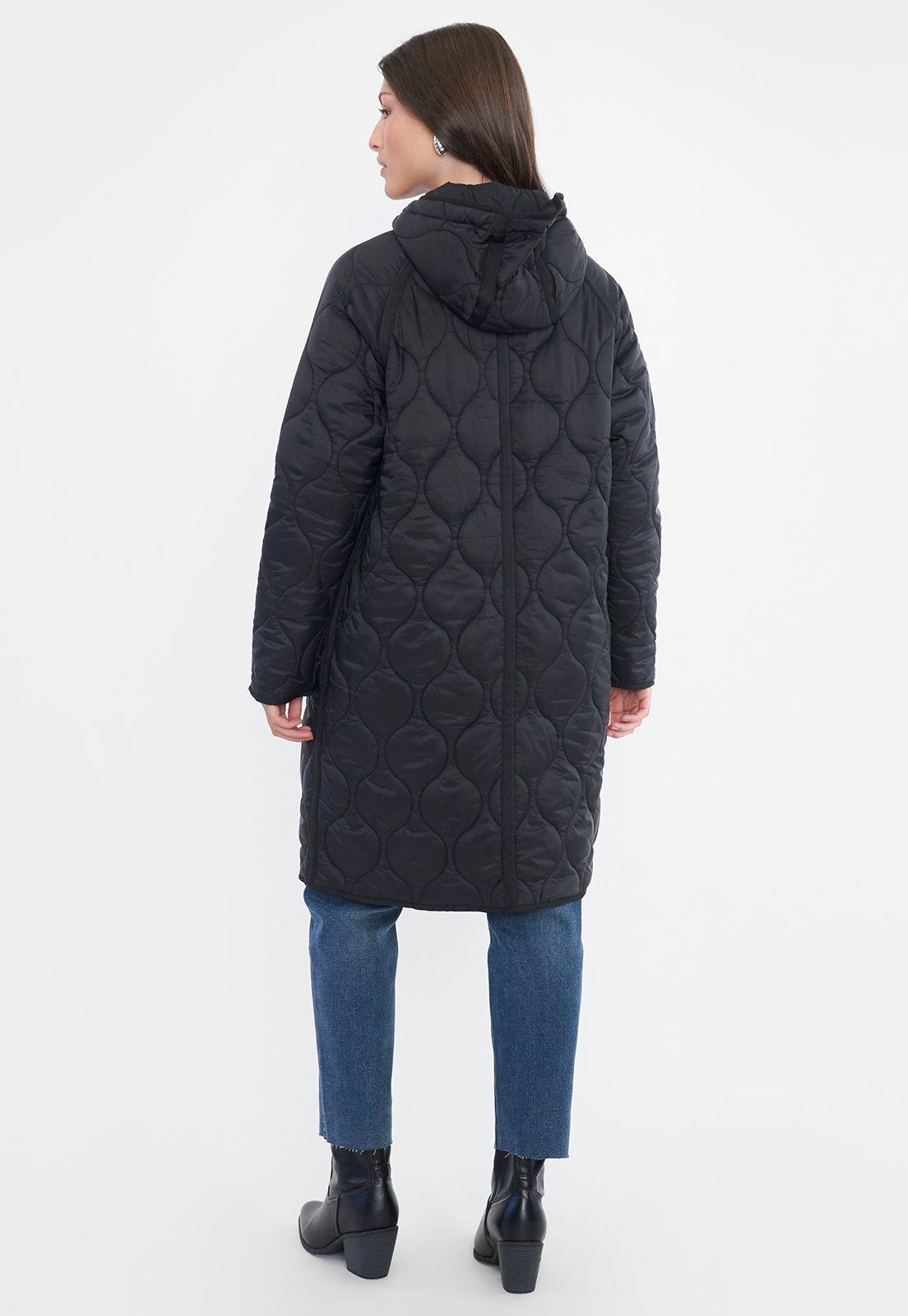 Parka Mujer Larga Quilt Negro Corona-1