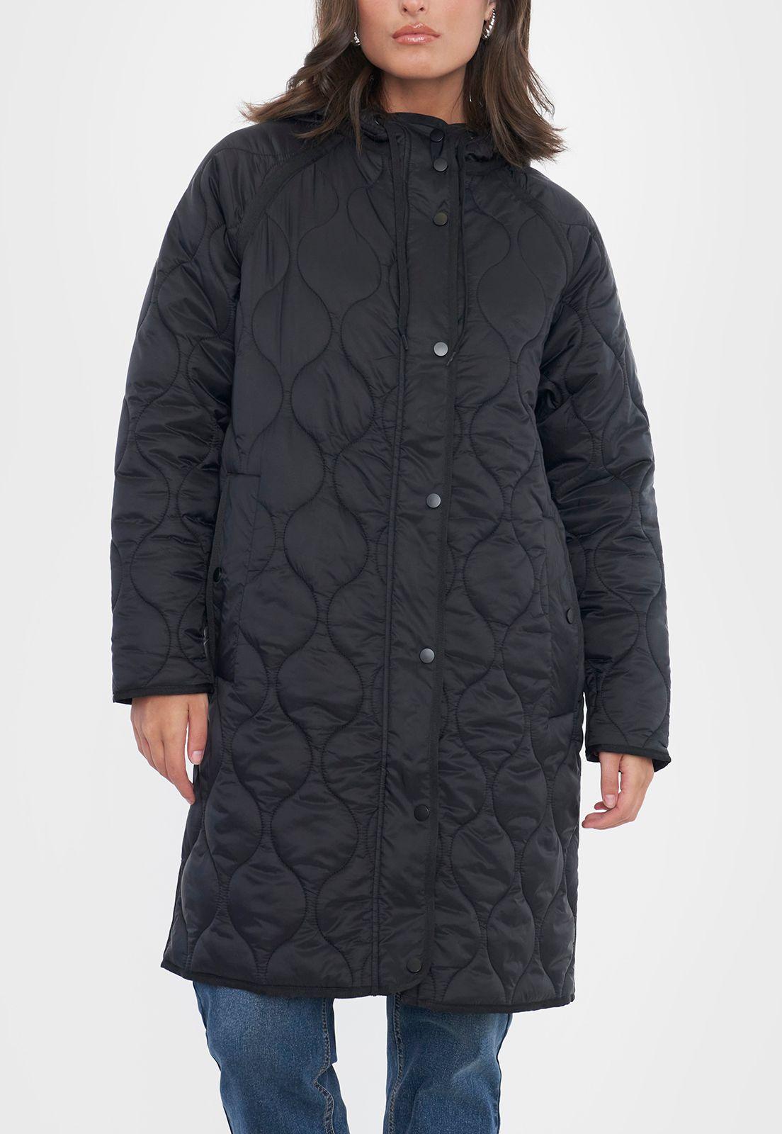 Parka Mujer Larga Quilt Negro Corona-2