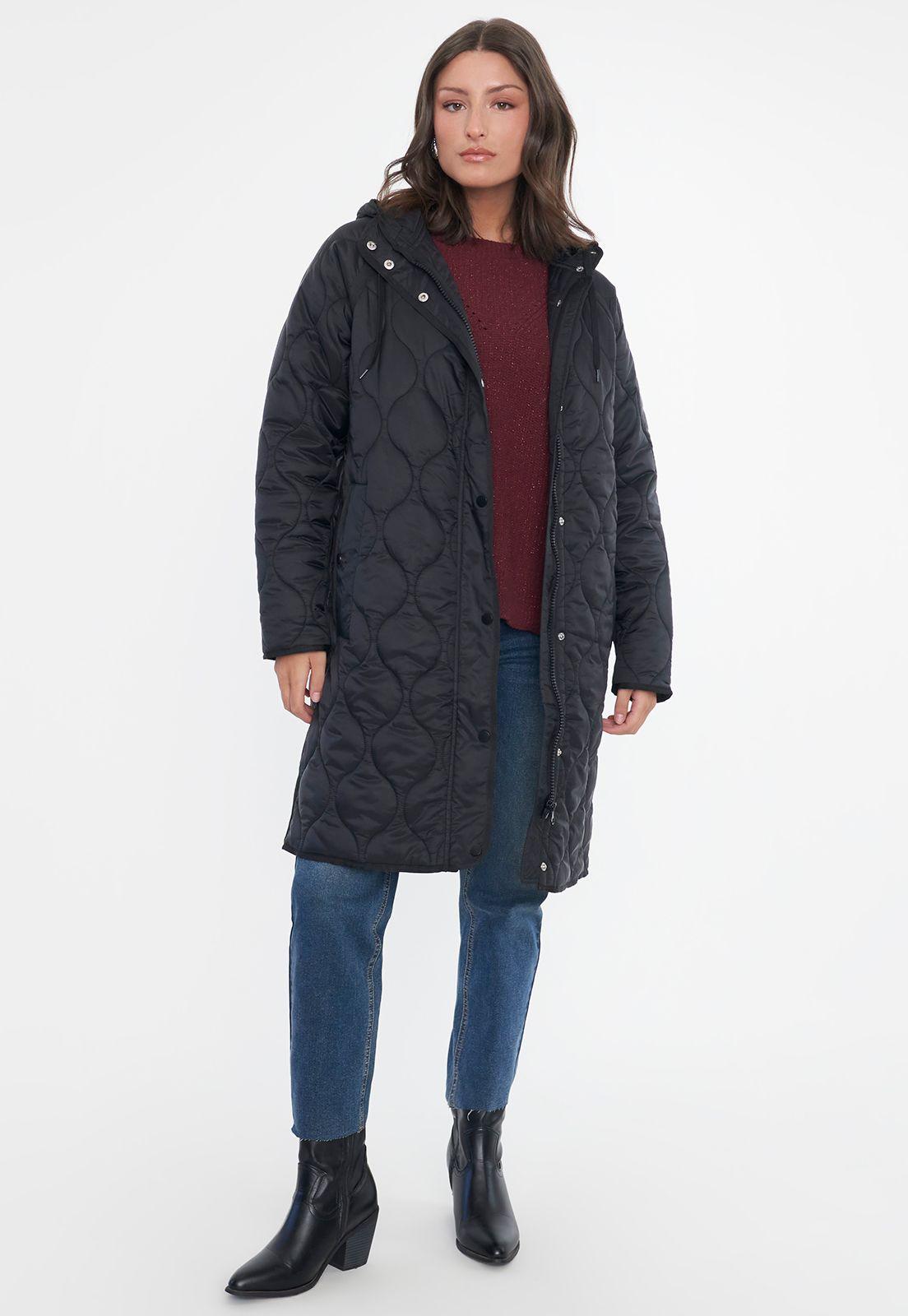 Parka Mujer Larga Quilt Negro Corona-3