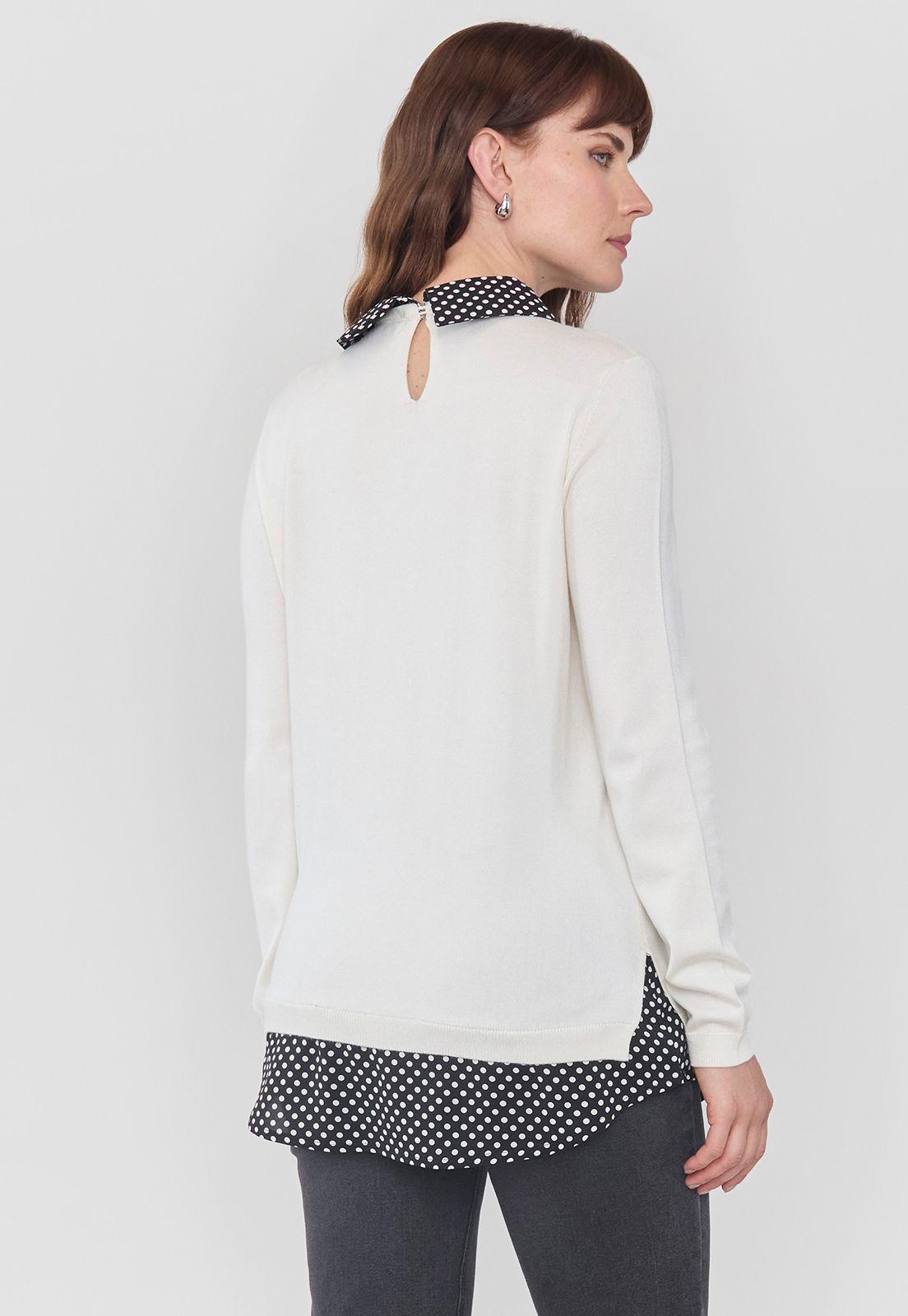 Sweater Mujer Blusa Falsa Blanco Corona-1