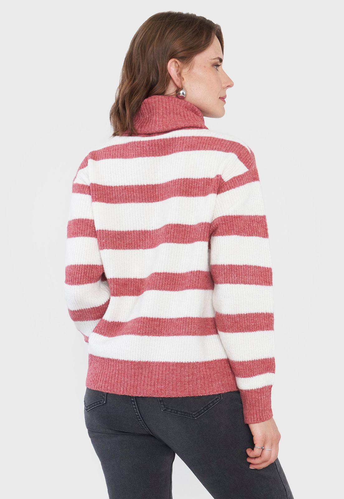 Sweater Negro Mujer Líneas Palo Rosa Básico Corona-2