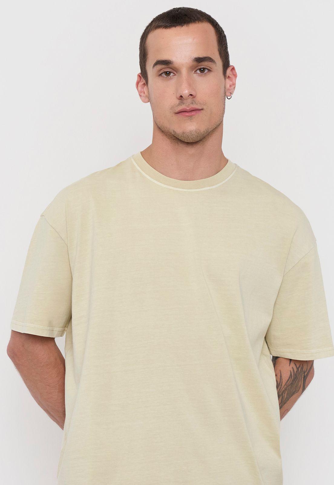 Polera Hombre Oversize Ecru Liso Corona-2