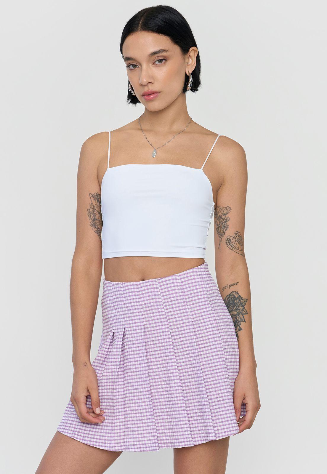 Falda Mujer Tableada Morado Corona-3
