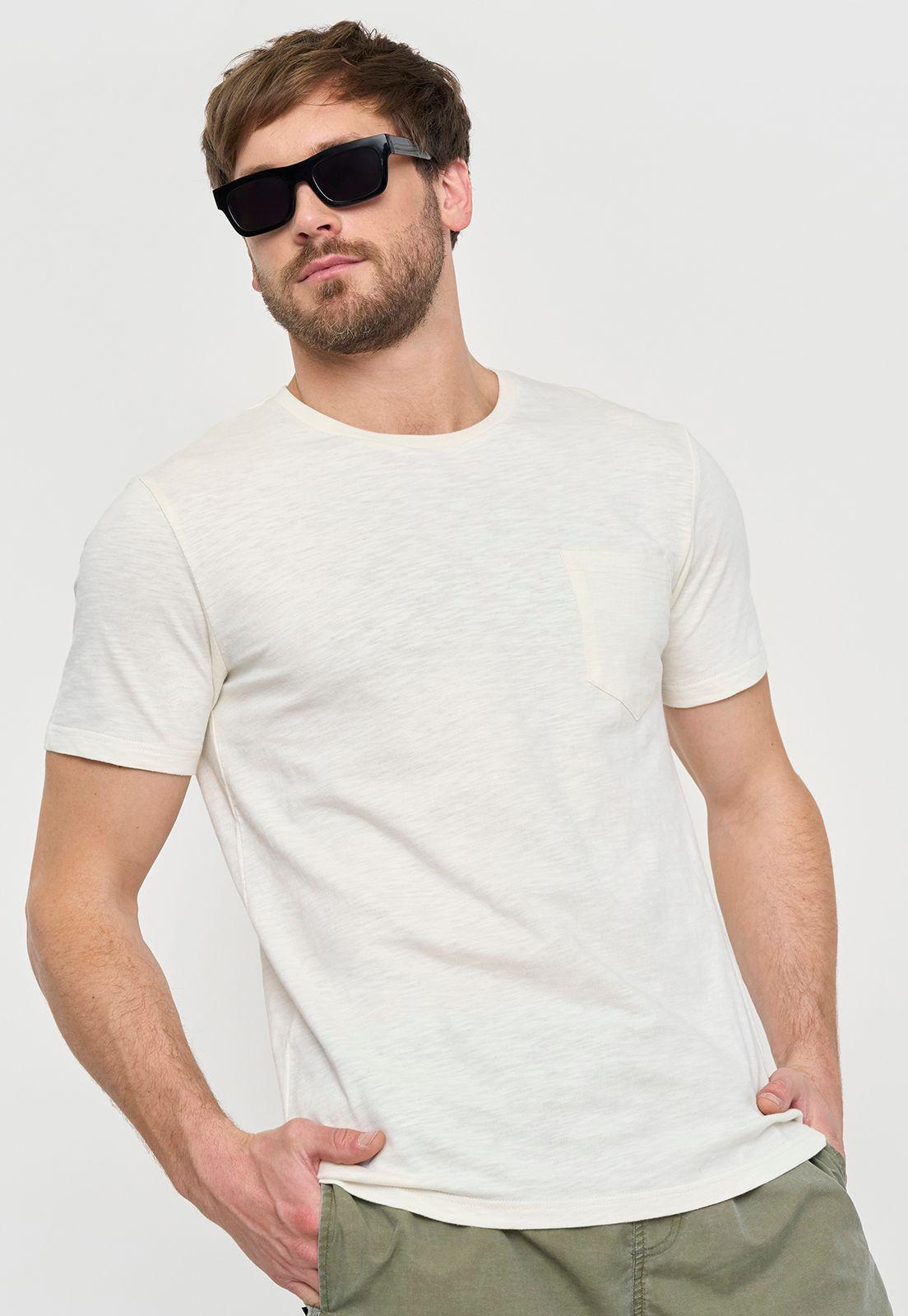 Polera Hombre Slub Pocket Ecru Corona-0