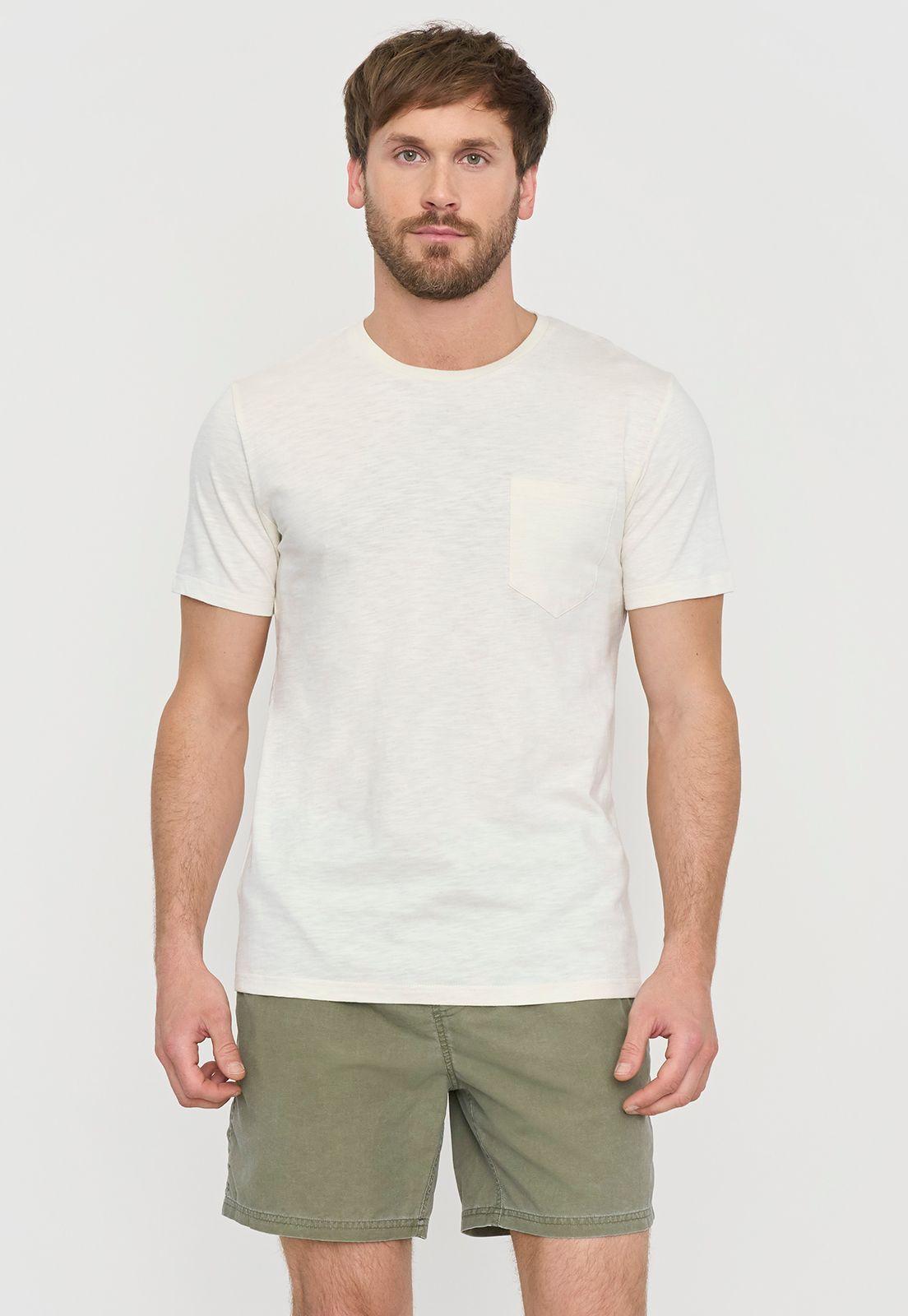 Polera Hombre Slub Pocket Ecru Corona-1
