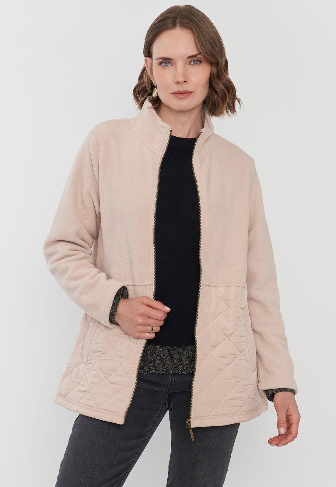 Chaqueta Muler Polar Aplicación Quilt Beige Corona-0