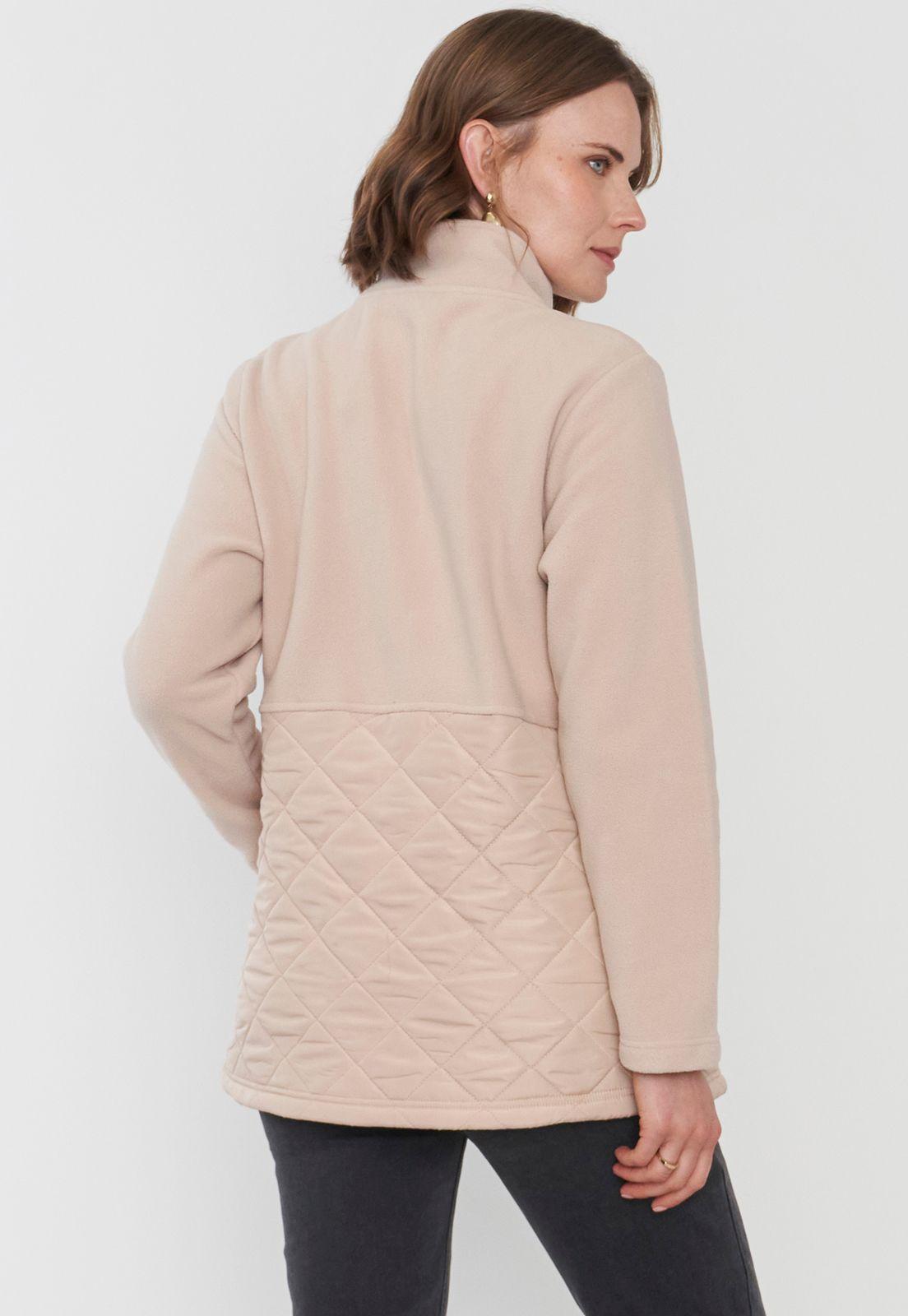 Chaqueta Muler Polar Aplicación Quilt Beige Corona-1
