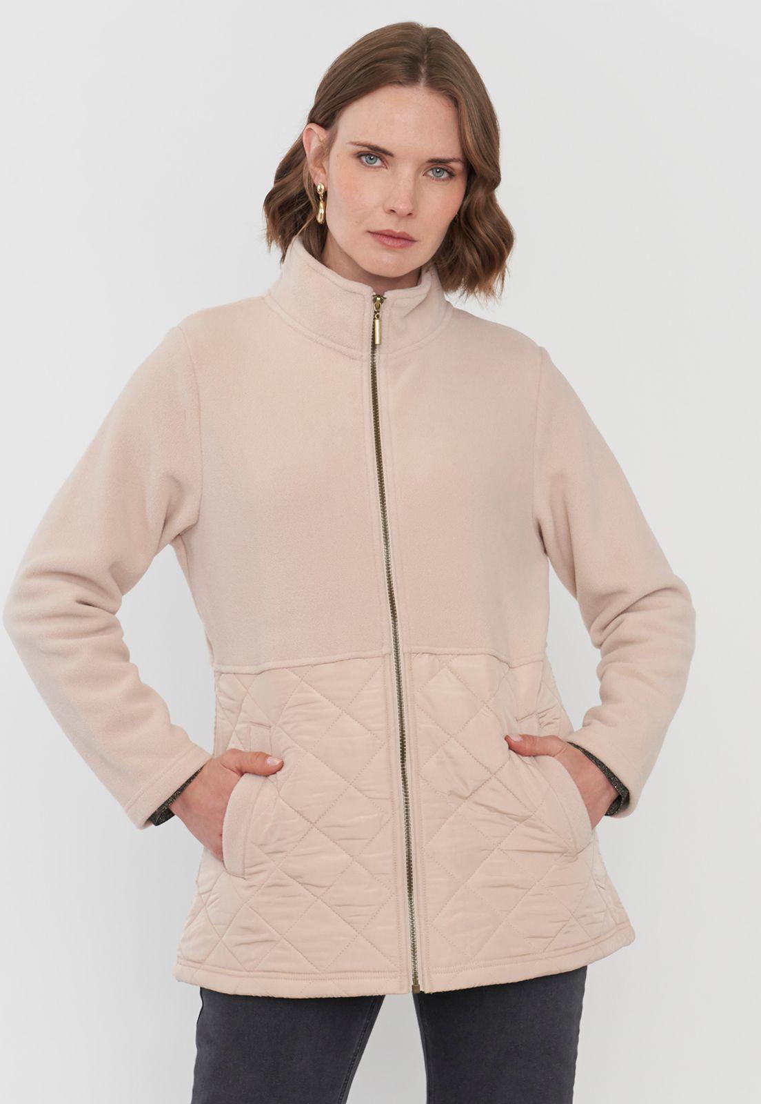 Chaqueta Muler Polar Aplicación Quilt Beige Corona-2