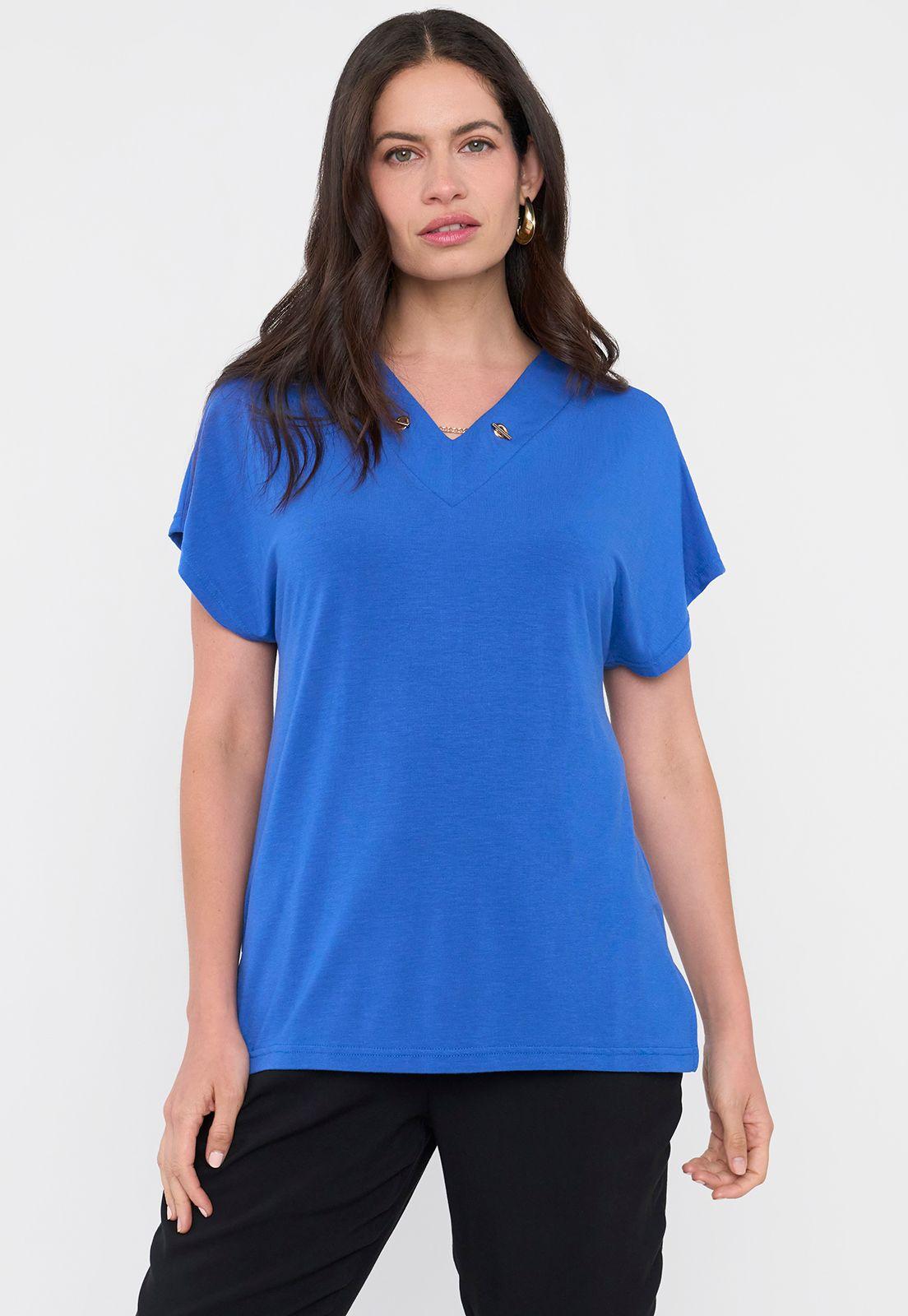 Polera Mujer Escote Azul Corona-0