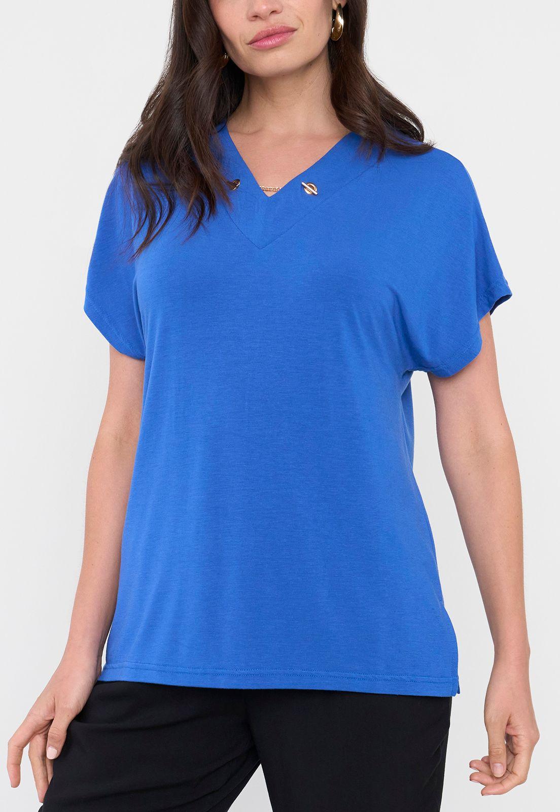 Polera Mujer Escote Azul Corona-2