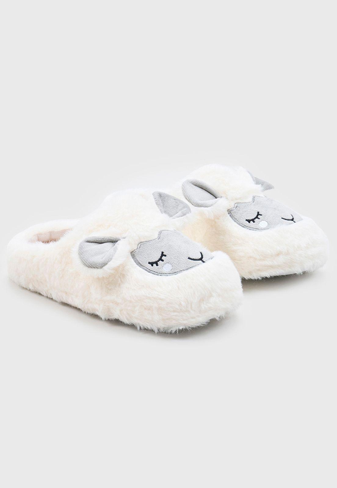 Pantuflas Mujer Oveja Blanco Corona-0