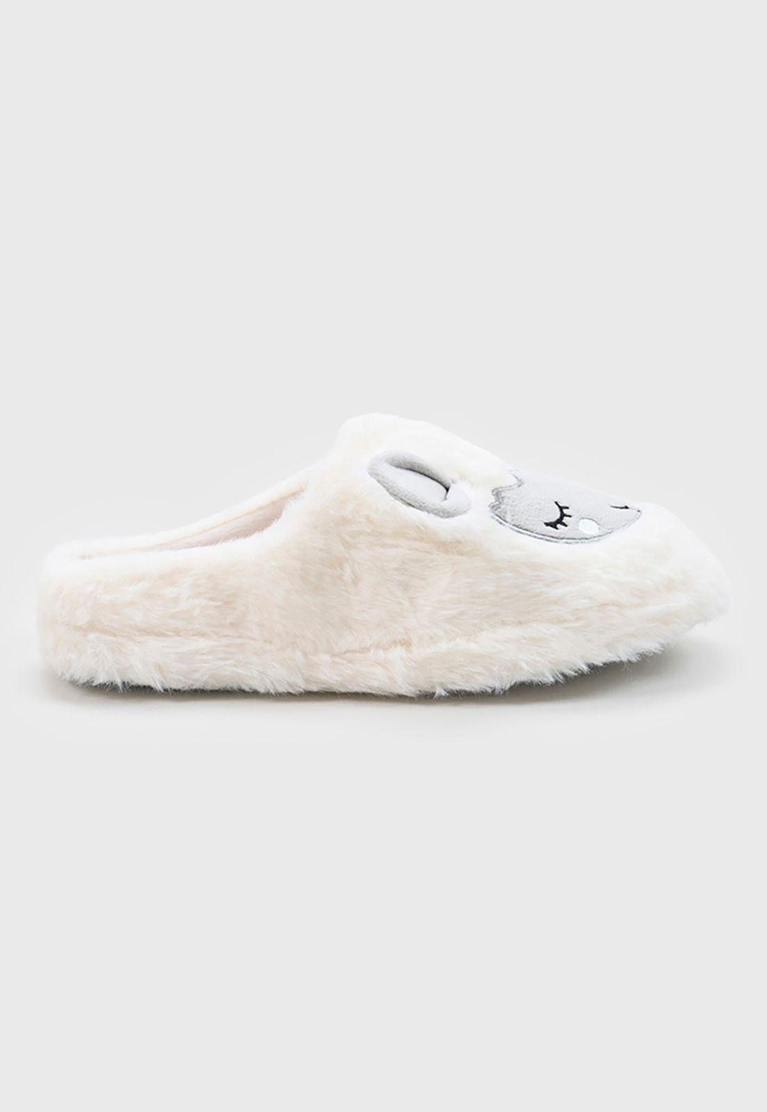 Pantuflas Mujer Oveja Blanco Corona-1