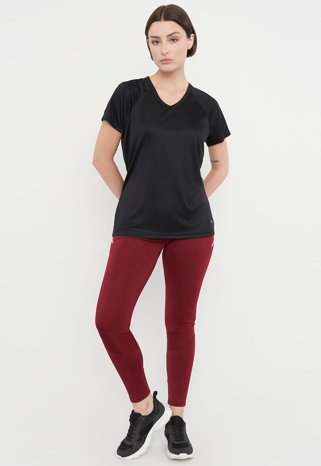 Polera Mujer Deportiva Poliéster V-Neck Negro I Corona-3
