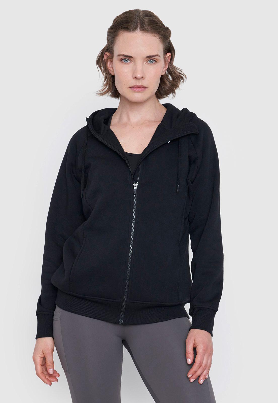 Polerón Mujer Deportivo Zipper Negro Corona-0