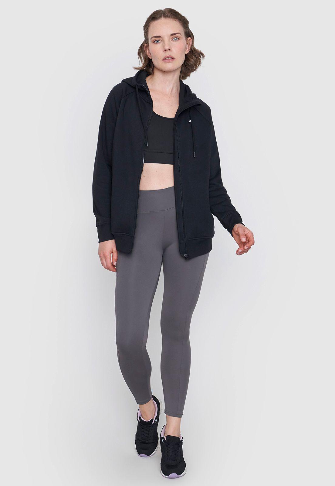 Polerón Mujer Deportivo Zipper Negro Corona-3