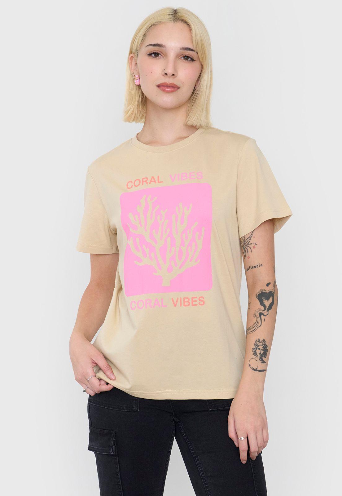 Polera Mujer Beige Fun Regular Corona-0