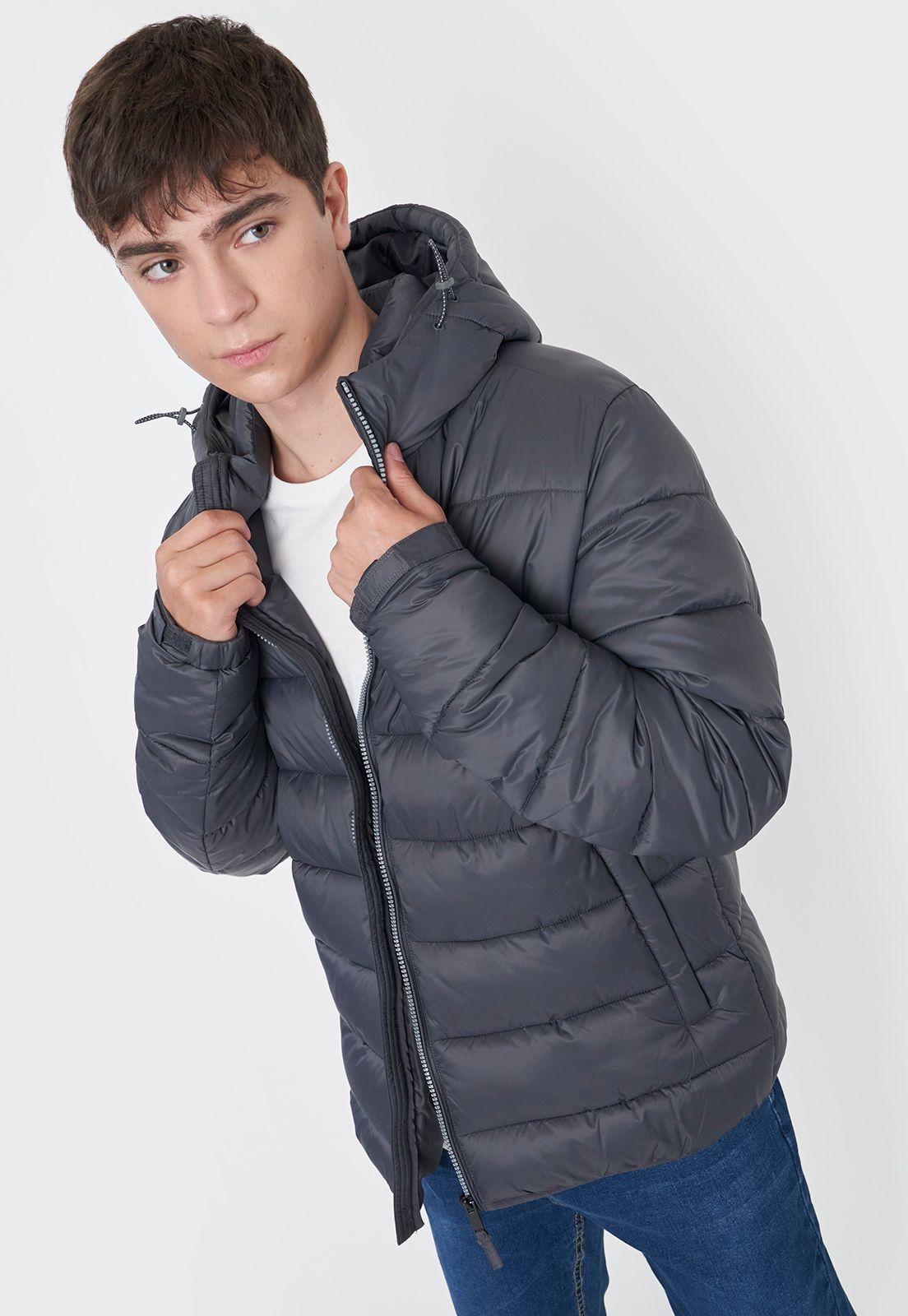 Parka Hombre Lisa Gris Oscuro Corona-2