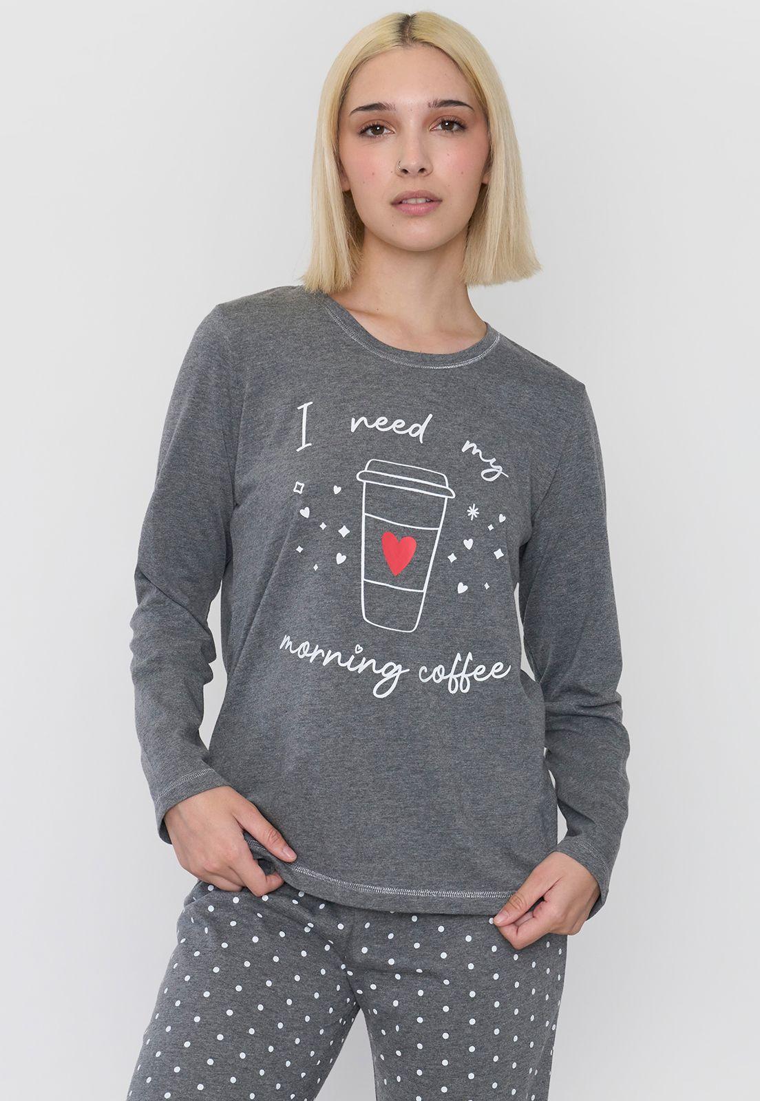 Pijama Mujer Algodón Gris Corona-2