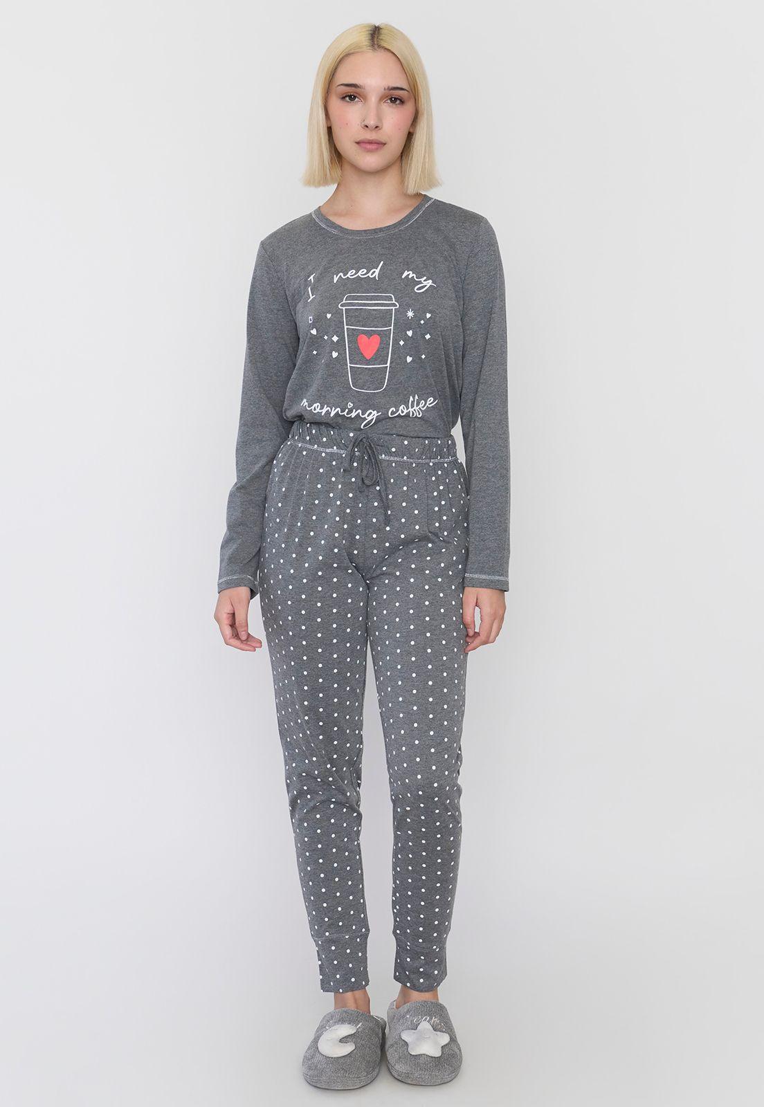 Pijama Mujer Algodón Gris Corona-3