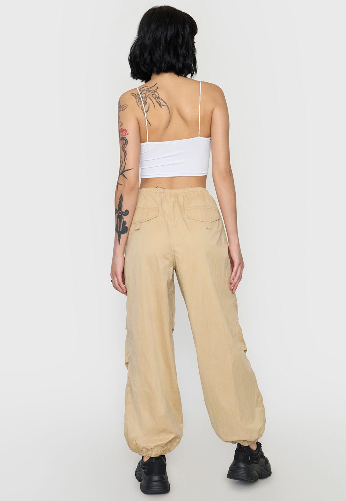 Pantalón Mujer Parachute Color Beige Corona-2