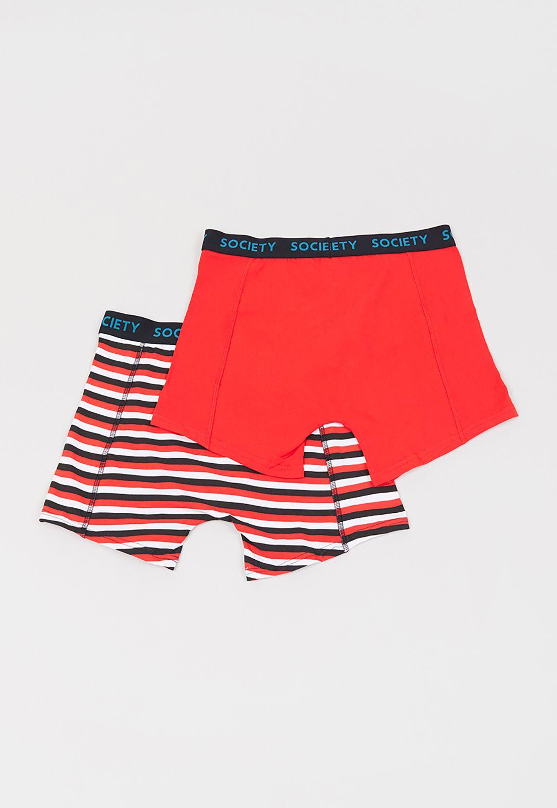 Bóxer Hombre Bipack Rojo Líneas Corona-1