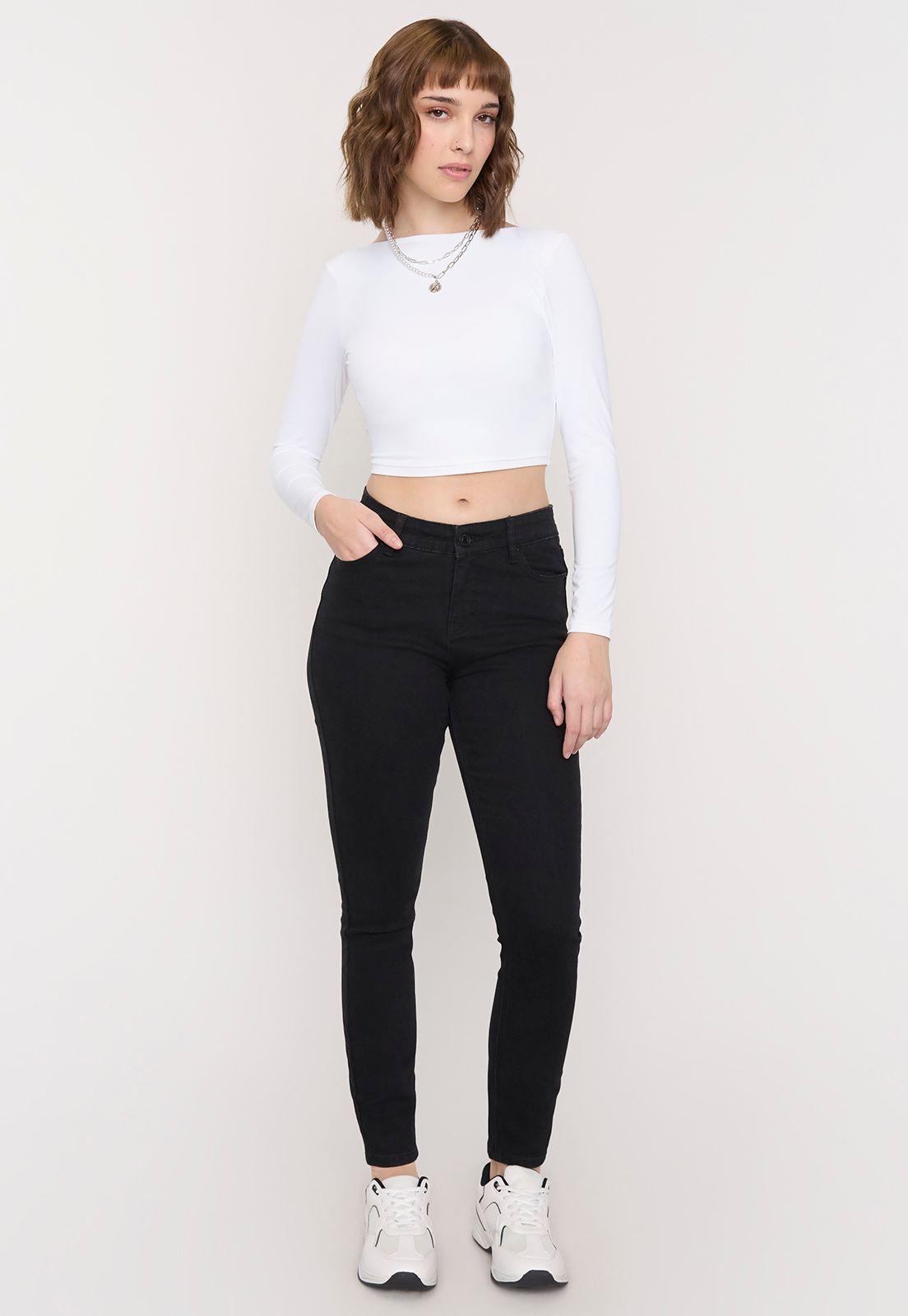 Jeans Mujer Básico Skinny 5 Bolsillos Negro Corona-0