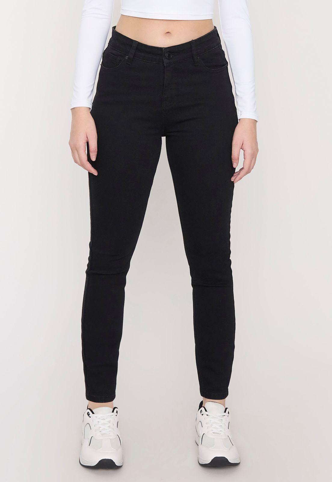 Jeans Mujer Básico Skinny 5 Bolsillos Negro Corona-1