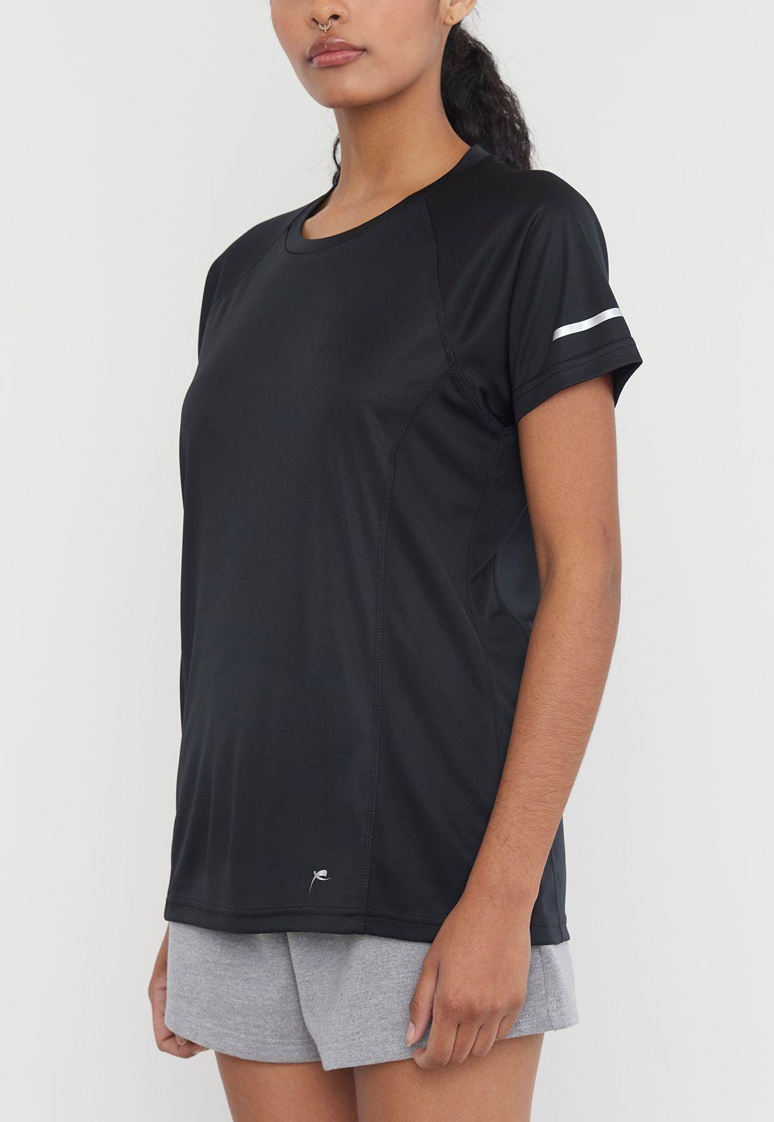 Polera Mujer Deportiva R-Neck Poliéster Negro Corona-2
