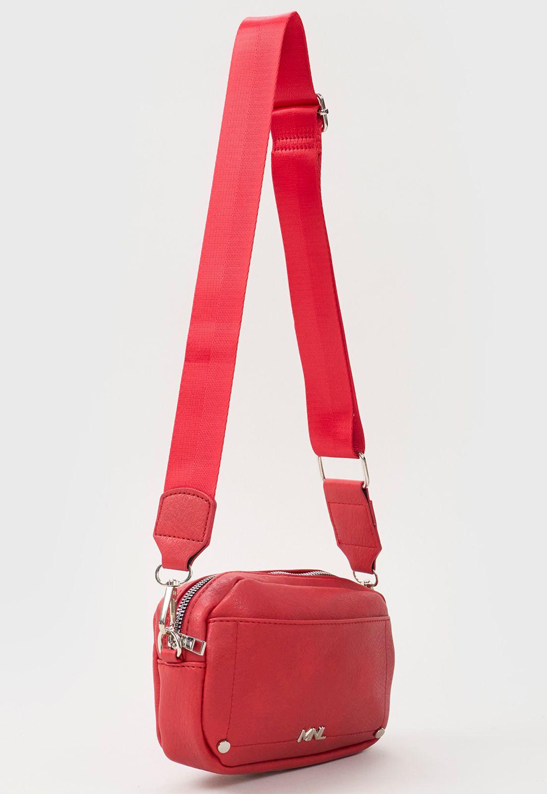Bandolera Mujer Ecocuero Rojo Corona-2